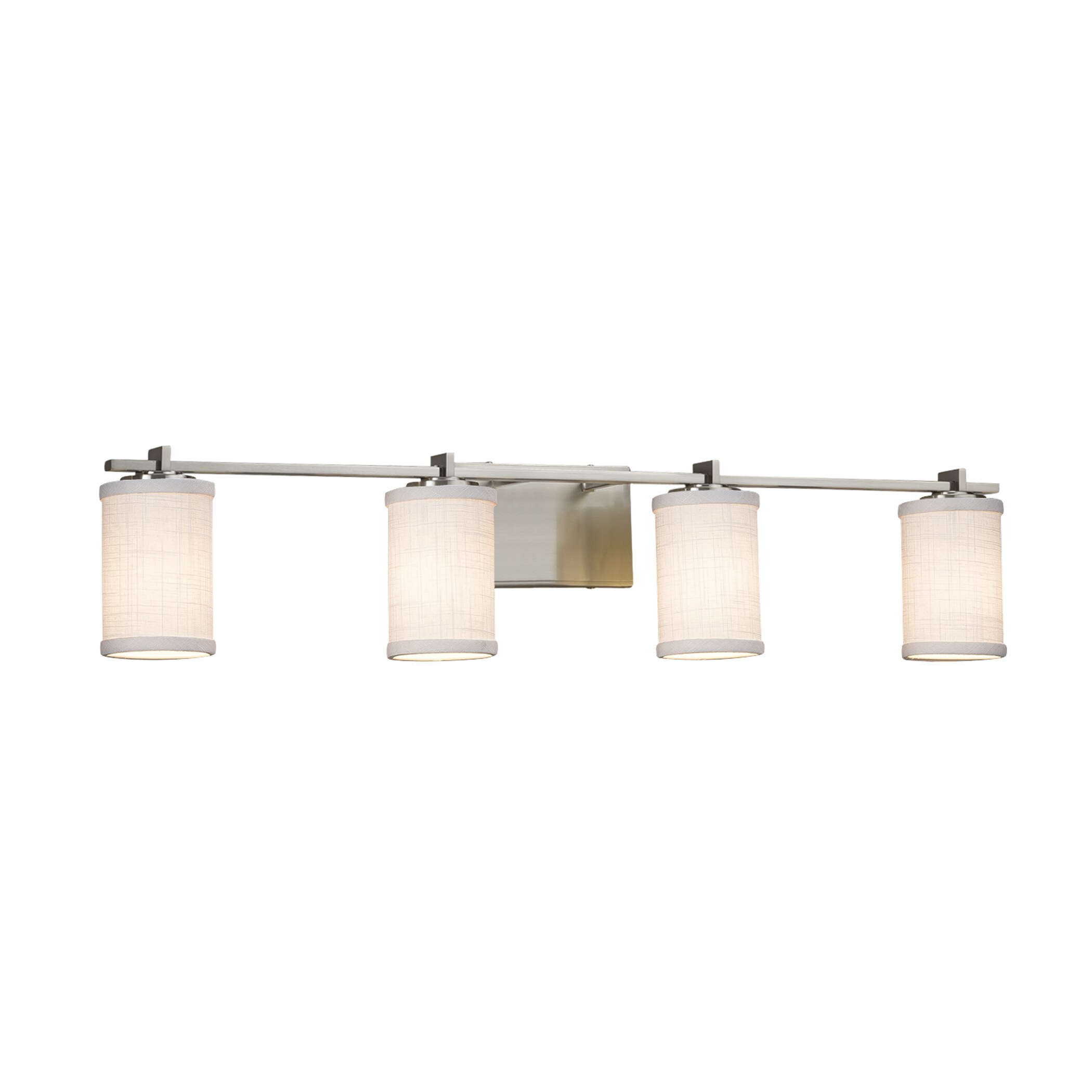 Justice Design Group FAB-8444-10-WHTE-NC Textile 34-in 4-Light Brushed Nickel Transitional Vanity Light