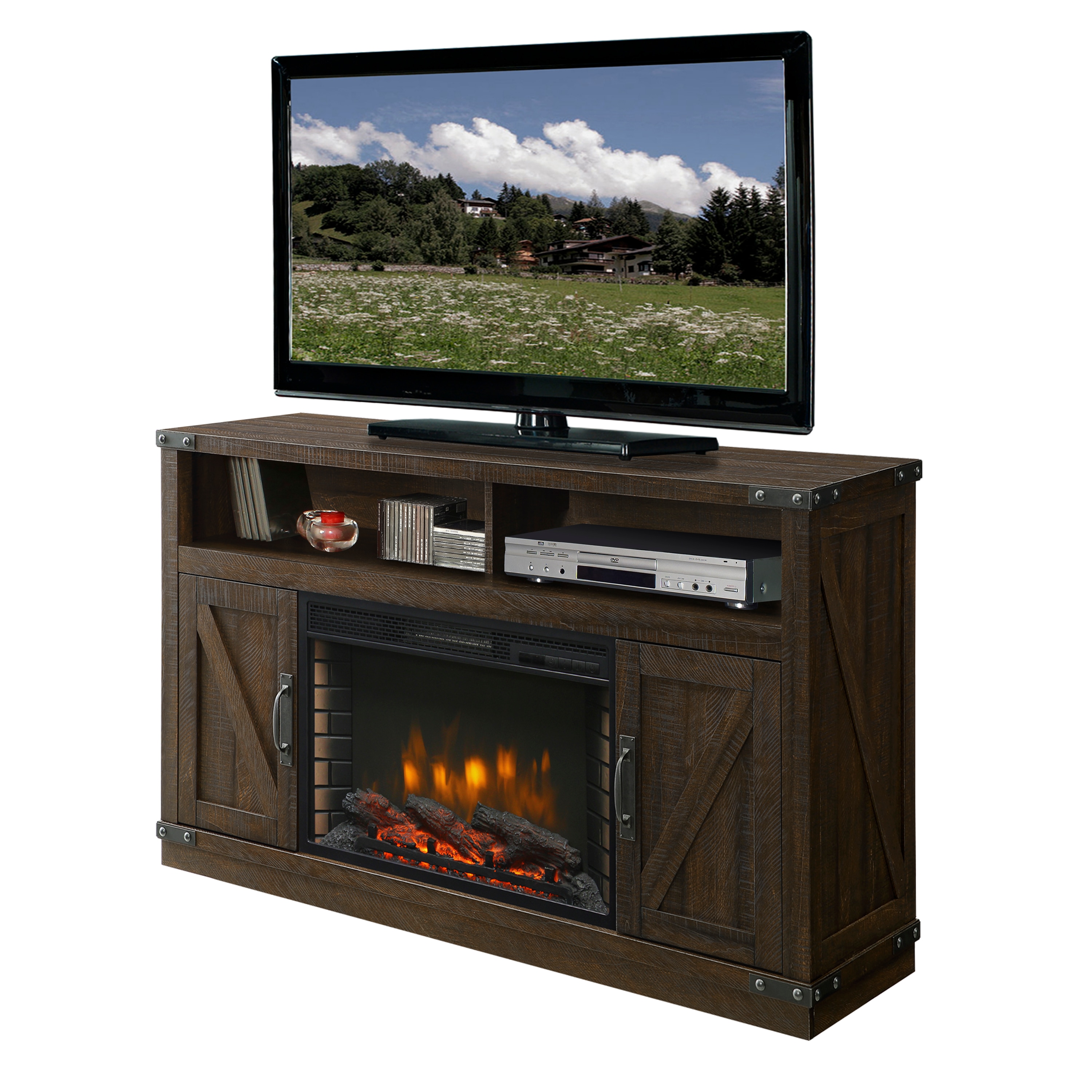 Muskoka 53-in W Rustic Brown TV Stand with Fan-forced Electric Fireplace 370-05-200 Sansujyuku sansujyuku.com