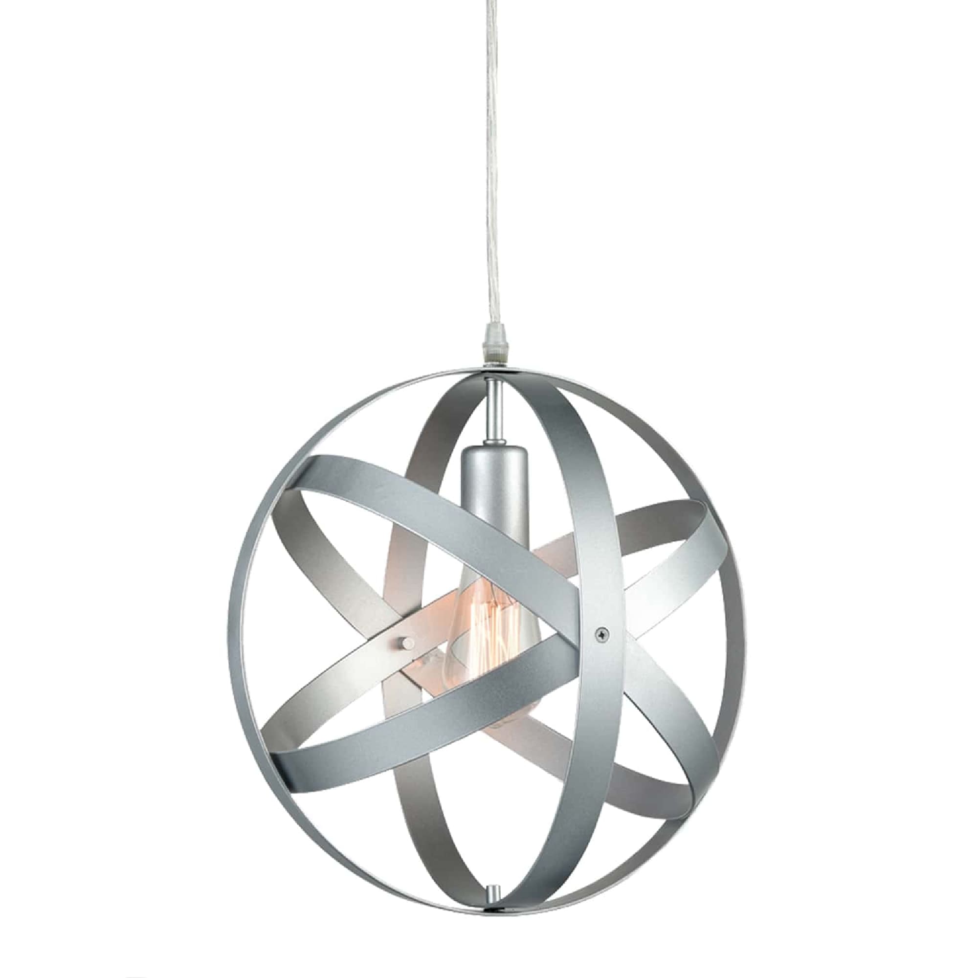 Claxy AX-T5019DU-YH Globe 1 -Light Silver Gray Industrial Globe Medium Hanging Pendant light
