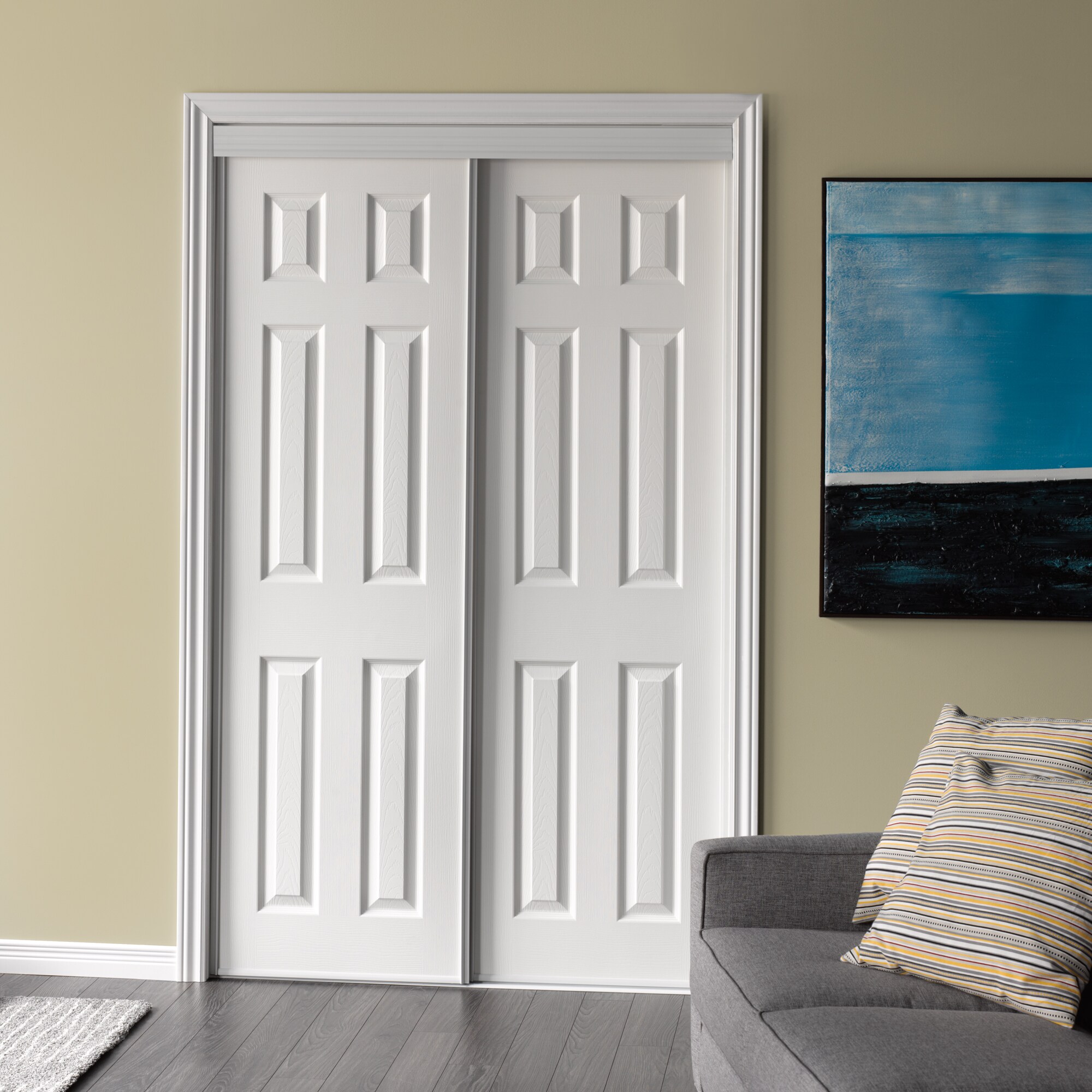 RELIABILT BY0106 48-in x 80-in Bright White Flush Prefinished Mdf Closet Sliding Door (Hardware Included)