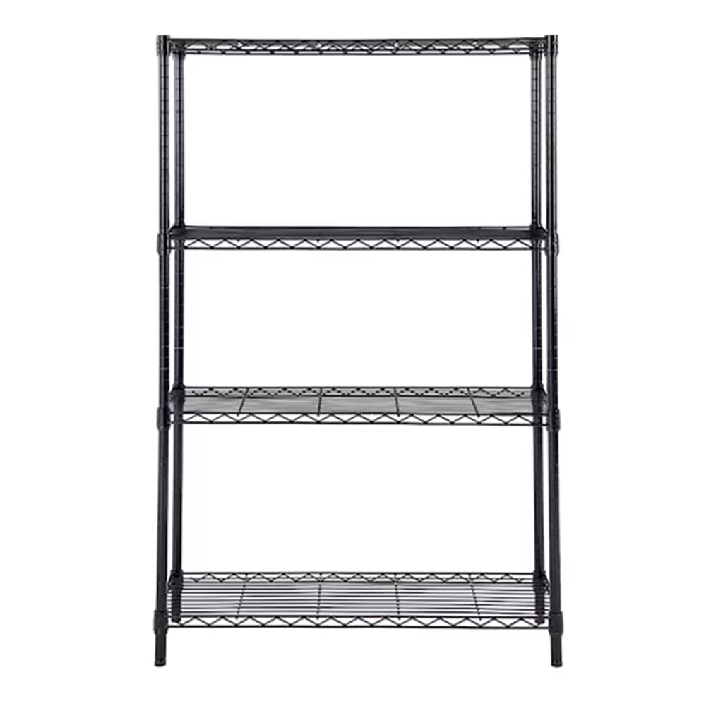 Project Source 35.7-in W x 14-in D x 53-in H 4 -Tier Black Metal Wire Utility Shelving Unit