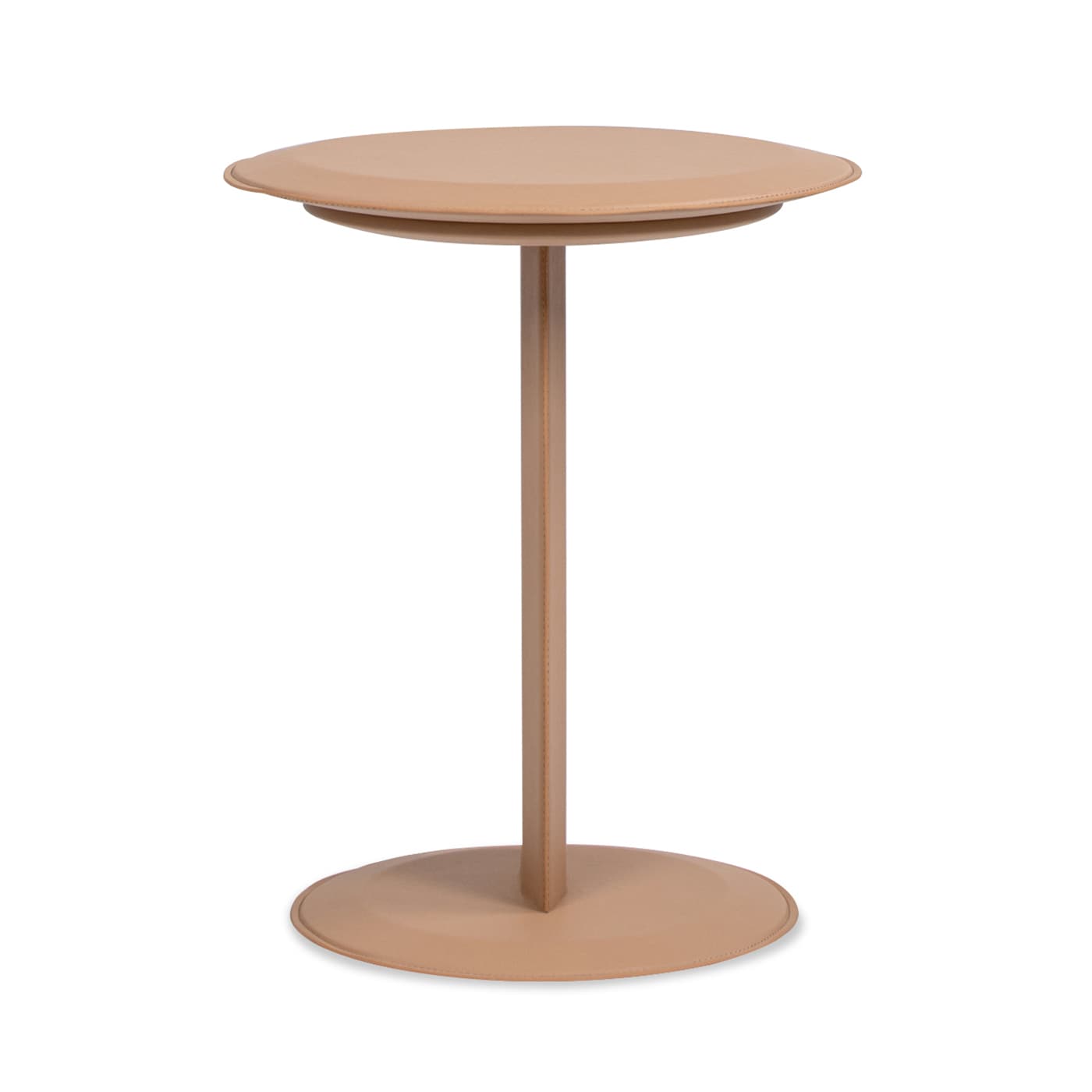 Jennifer Taylor Home LST87790 Mode 18-in W x 22.5-in H Saddle Brown Faux Leather Faux leather Round Modern End Table