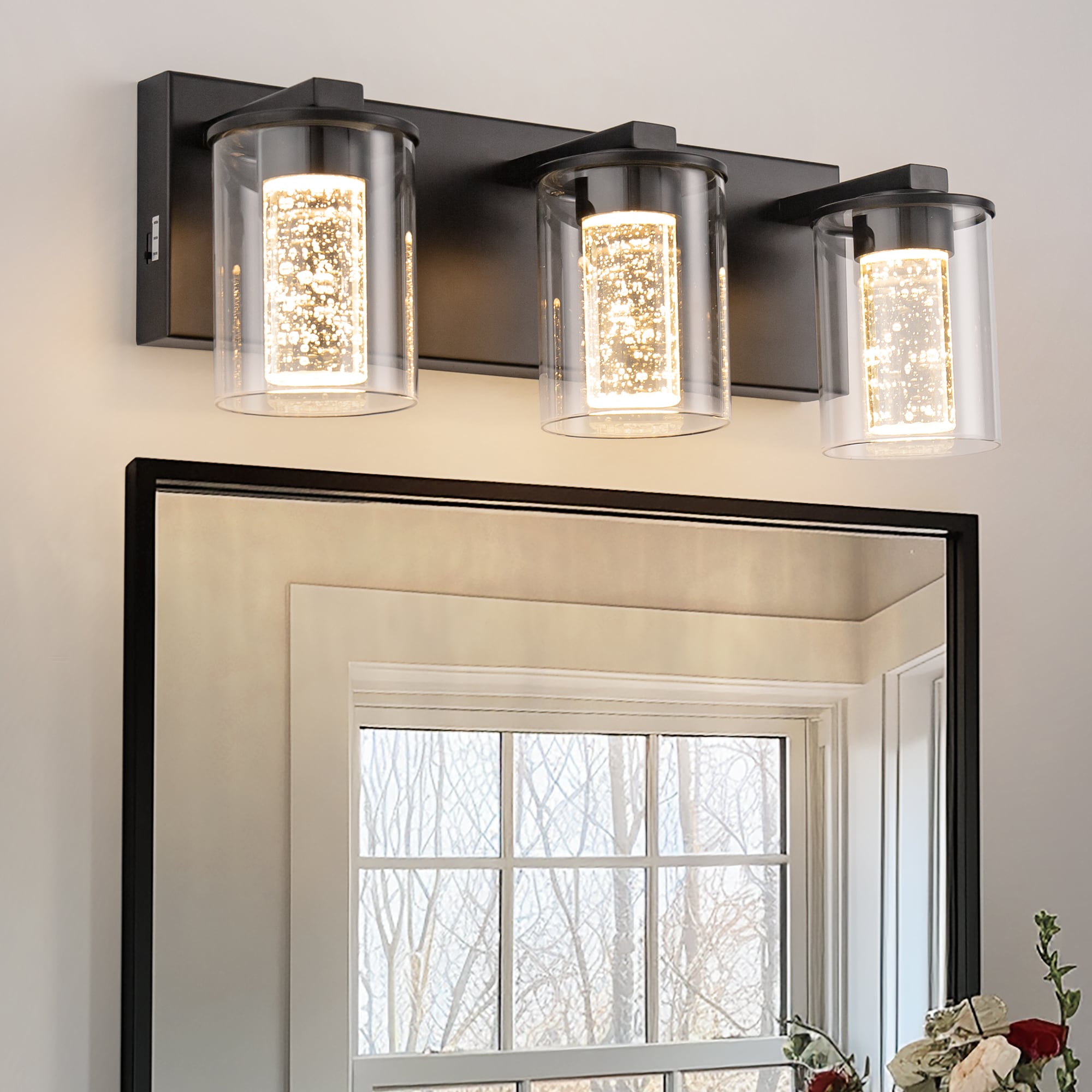 YANSUN 17-in 3 Light Nickel Integrated LED Modern/contemporary Bathroom Vanity light