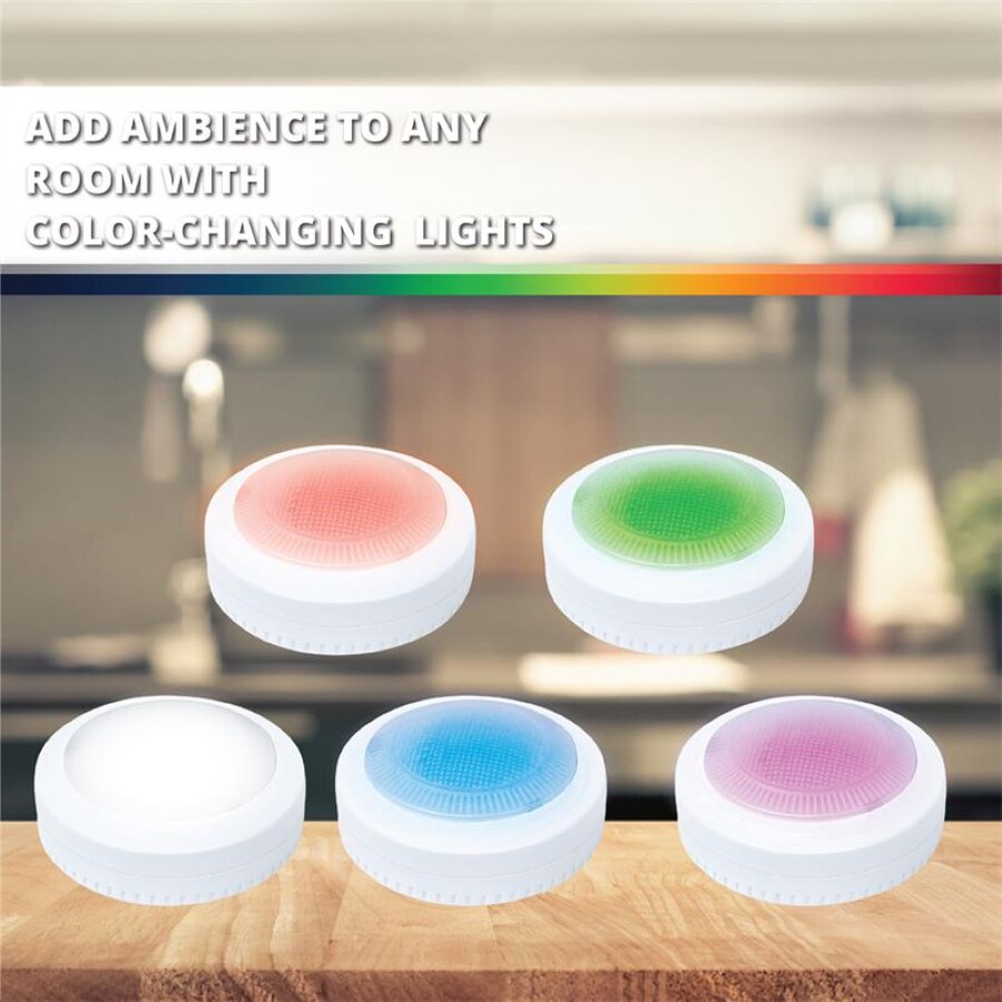 5-Pack Color Changing LED Puck Light Kit with Remote, RGB + Cool White