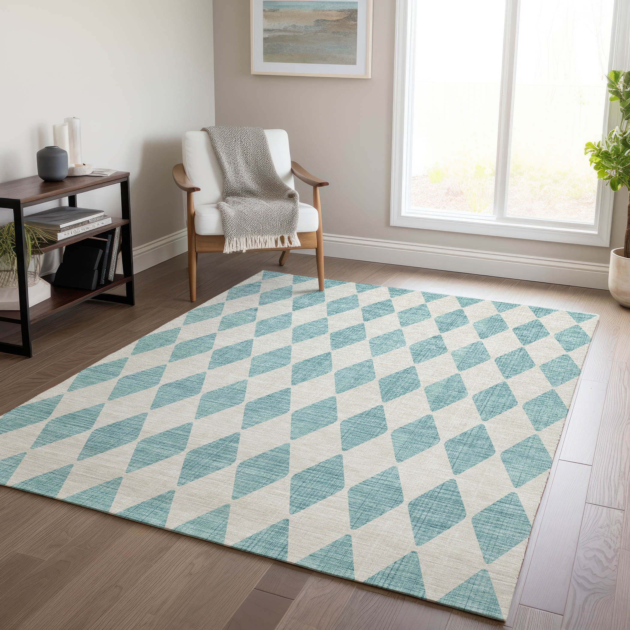 Addison Rugs ACN578TE3X5 Chantille ACN578TE 3 x 5 (ft) Polyester Teal Rectangular Indoor/Outdoor Geometric Machine washable Area rug