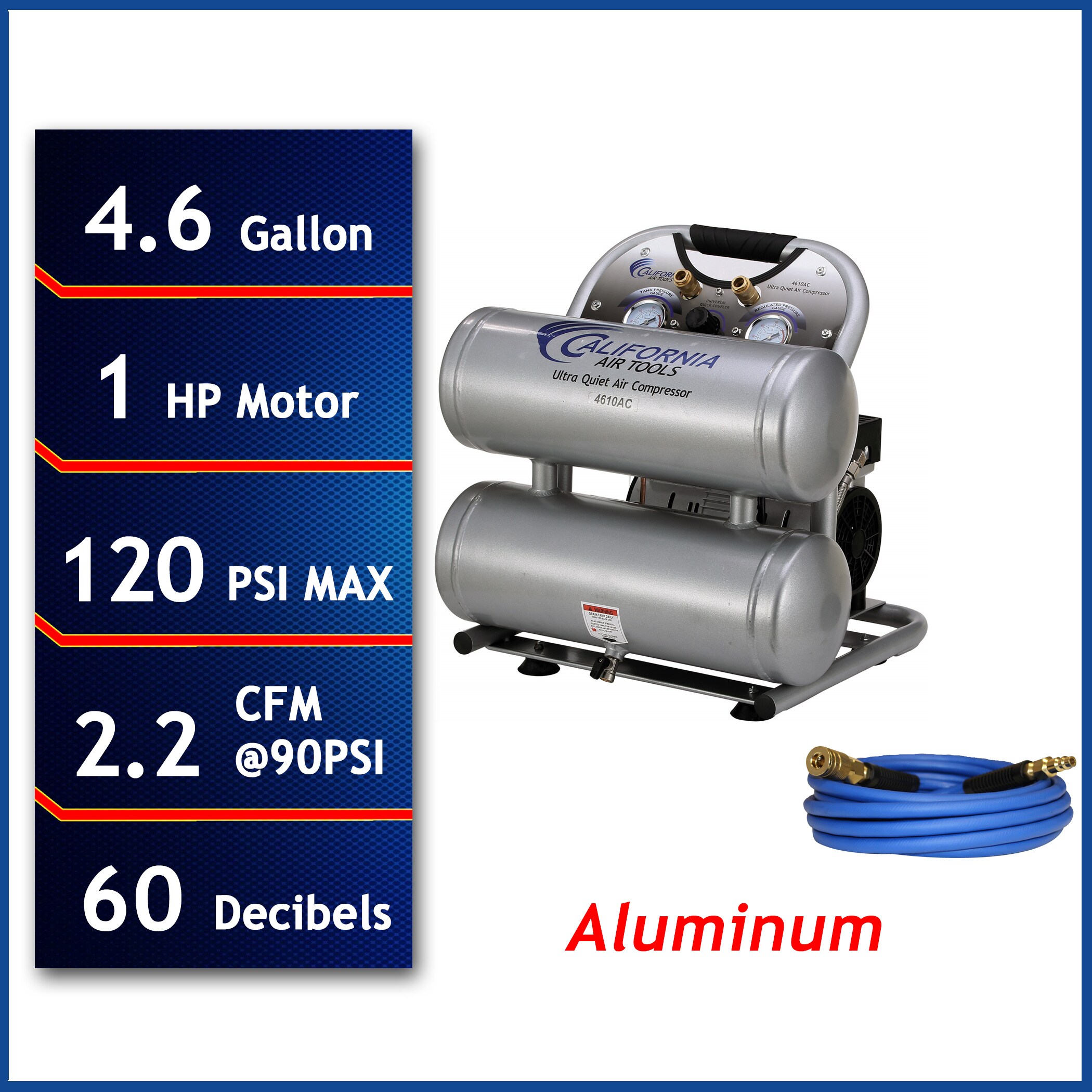 California Air Tools 4.6-Gallon Portable Electric 120 PSI Twin Stack Air Compressor with Accessories Included 4610ACH Sansujyuku sansujyuku.com