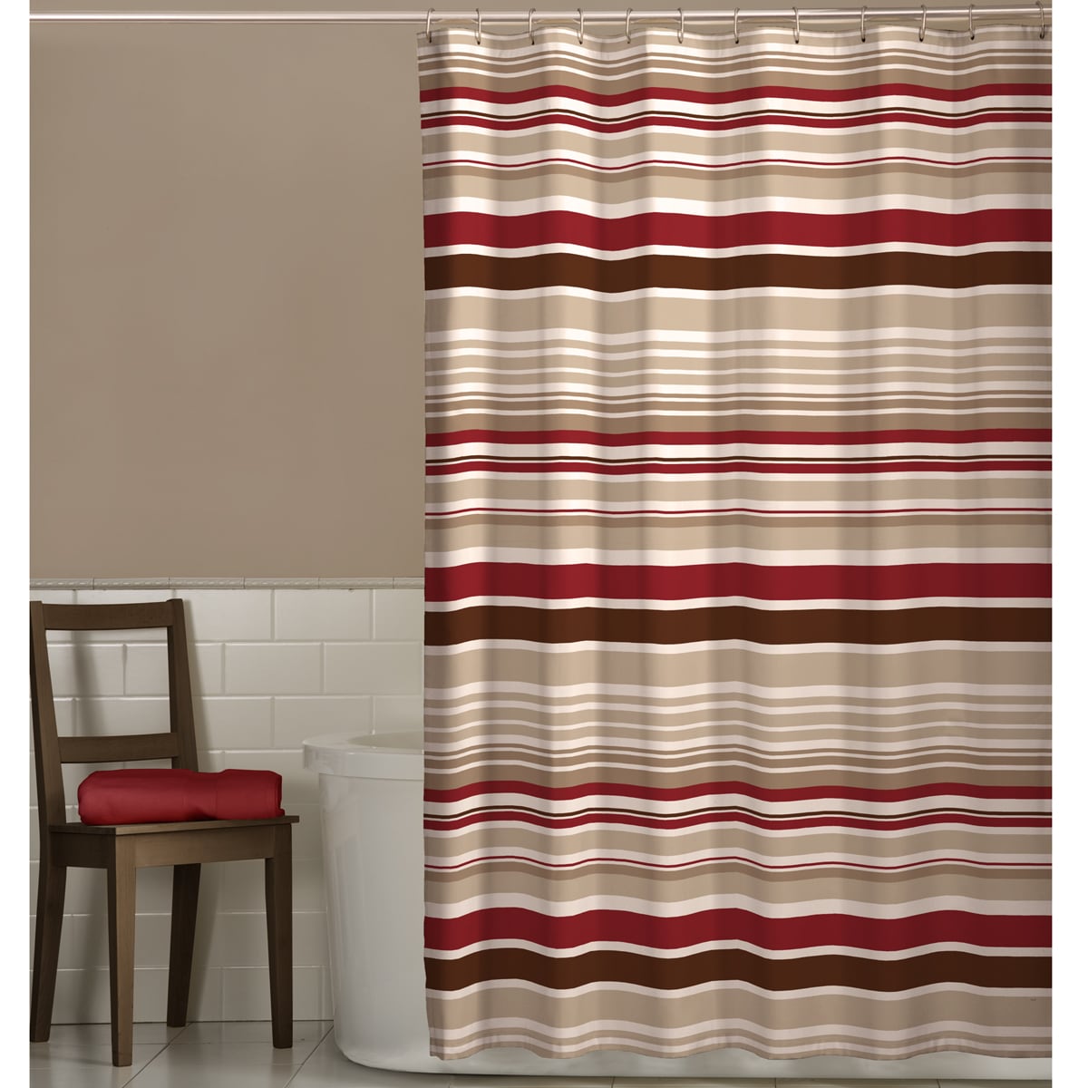 Meridian 70-in L Striped Polyester Shower Curtain at Lowes.com