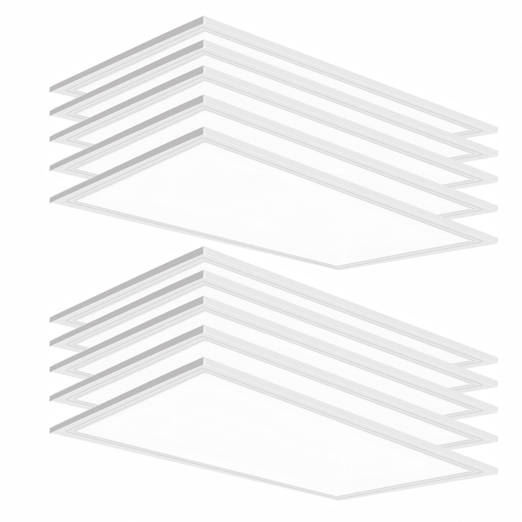 SEURON 10 Pack 2x4 LED Flat Panel Light 7800lm 5000K Super Bright 0-10V Dimmable 2x4 Led light Panels Drop in Ceiling Lights Replace Fluorescent Troffer for Office Commercial ETL Listed