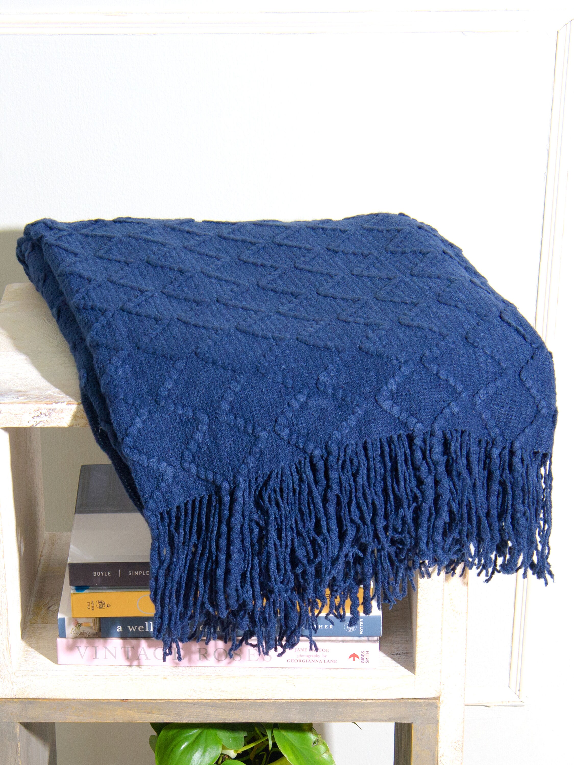 Best Home Fashion THROW-WD18403-60-NAV Navy 50-in x 60-in Throw