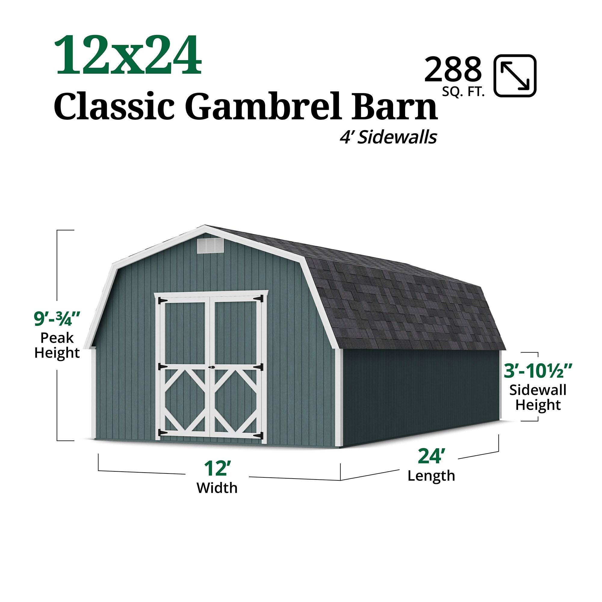 Little Cottage Co 12X24 CGB-4-PC Wood-Storage-Buildings - View #3