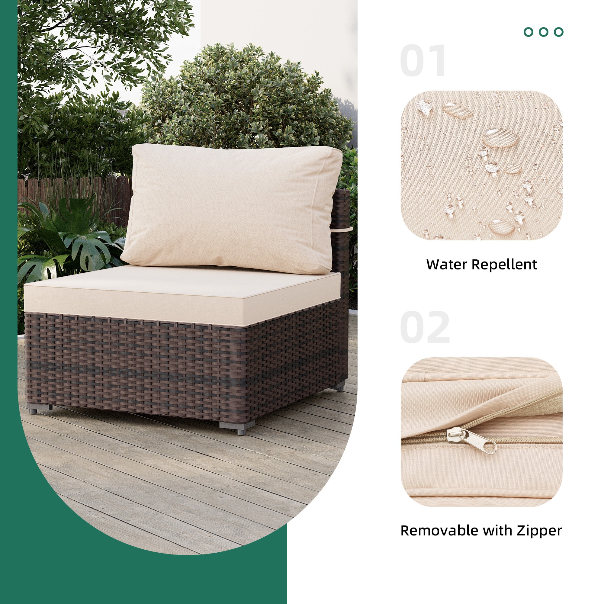 UPHA TBBR-ABC43Y11-BEIGE Patio-Conversation-Sets - View #5