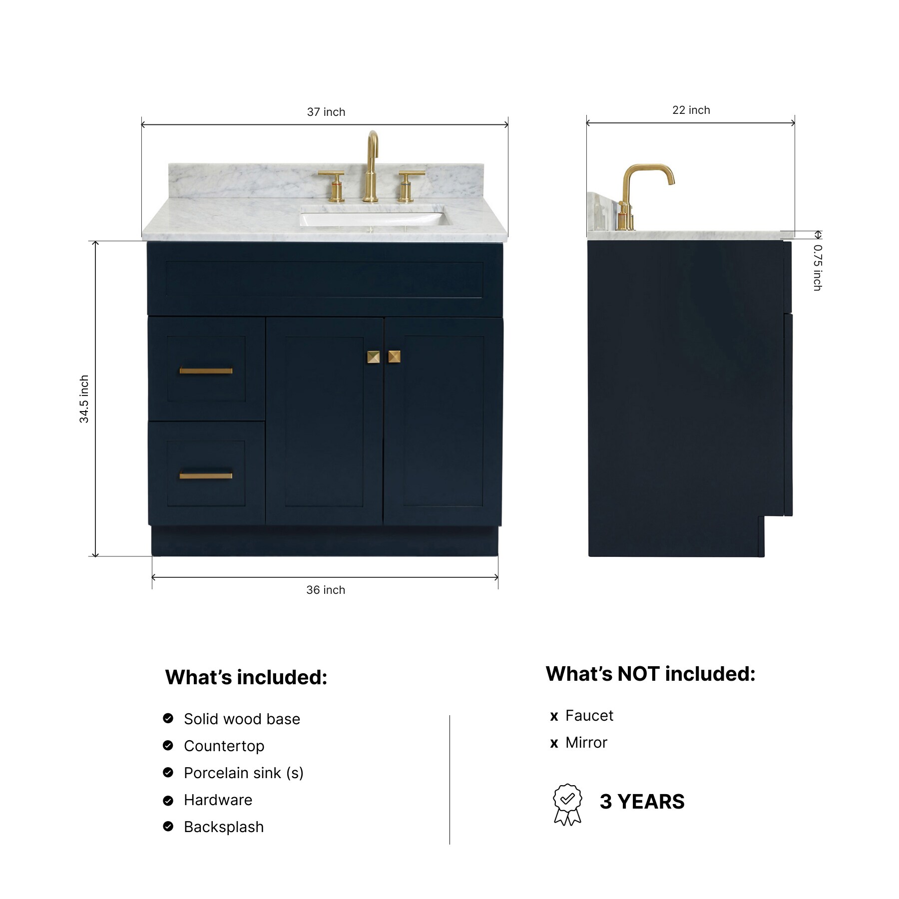 ARIEL F037SRCW2RVOMNB Bath-Vanity-Combo - View #4