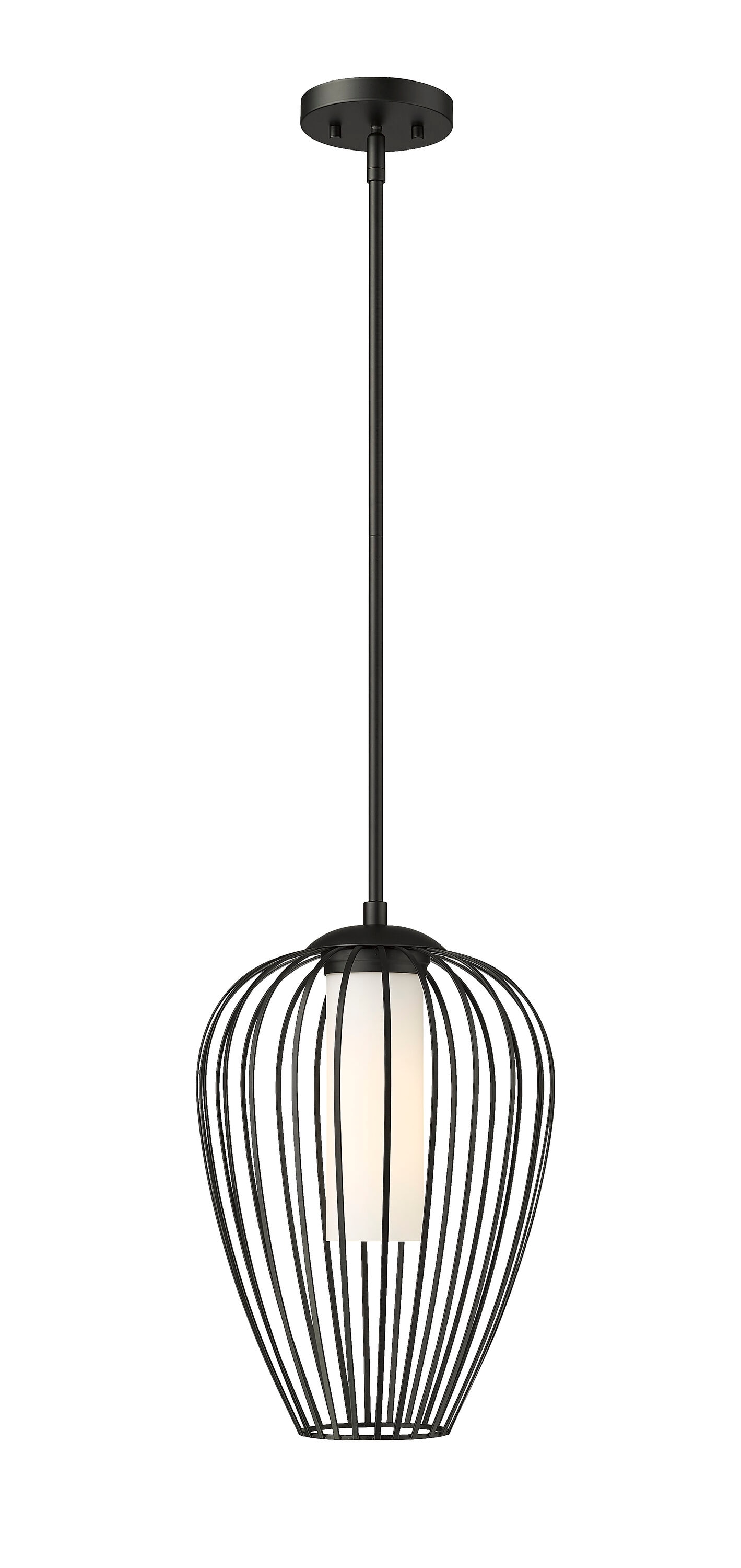 Modern Matte Black Tulip Pendant Light with Glass Shade