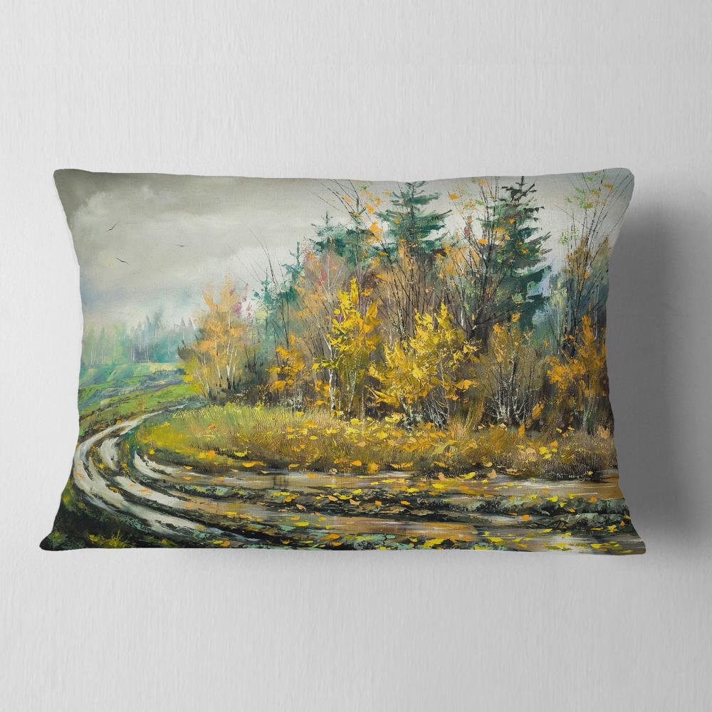 Designart CU6003-12-20 River on A Decline' Landscape Printed Throw Pillow, 12 in. x 20 in, Hypoallergenic Insert + Cushion Cover Side