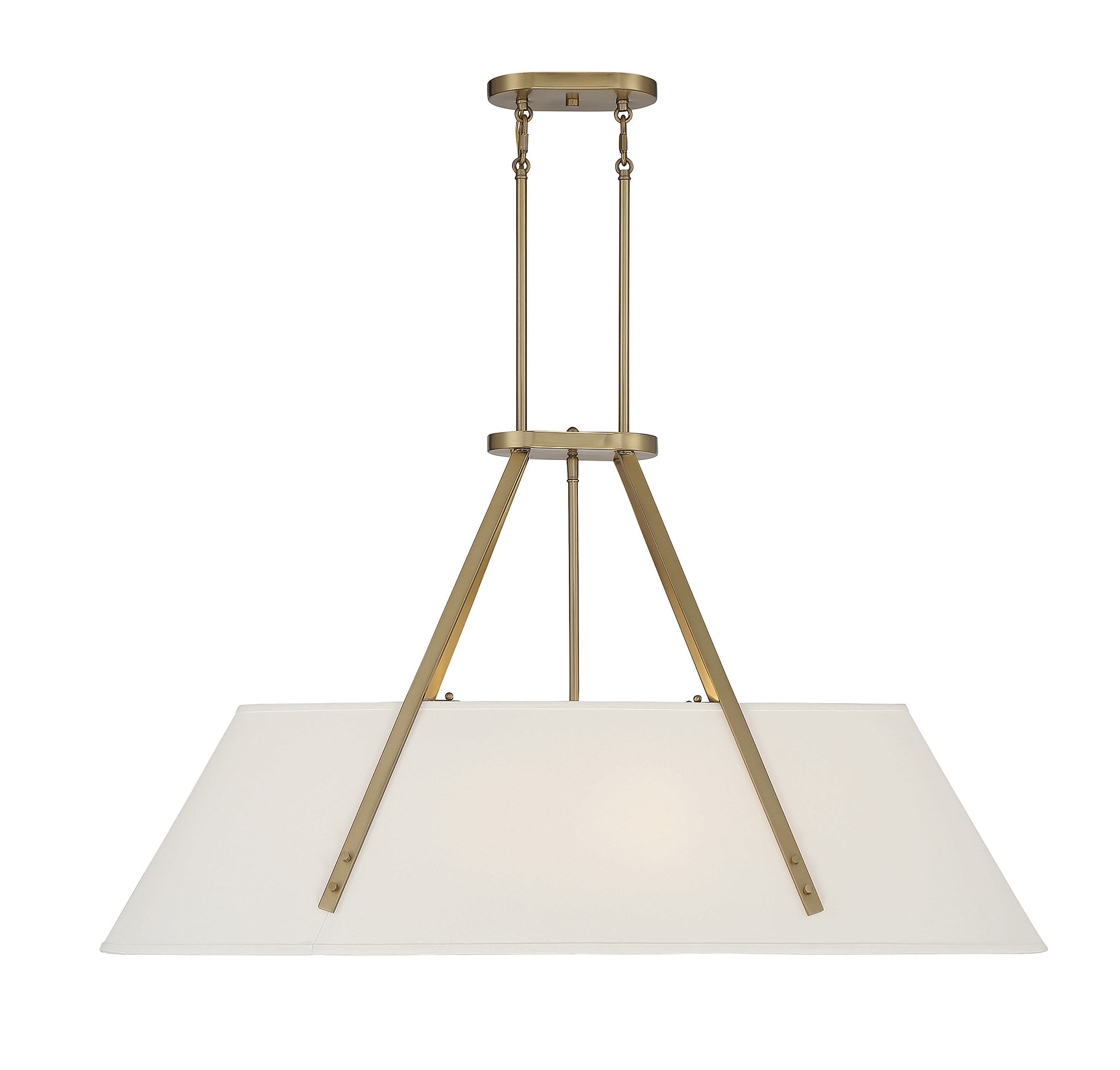 Newport Warm Brass 6-Light Oval Chandelier with Soft White Fabric Shade