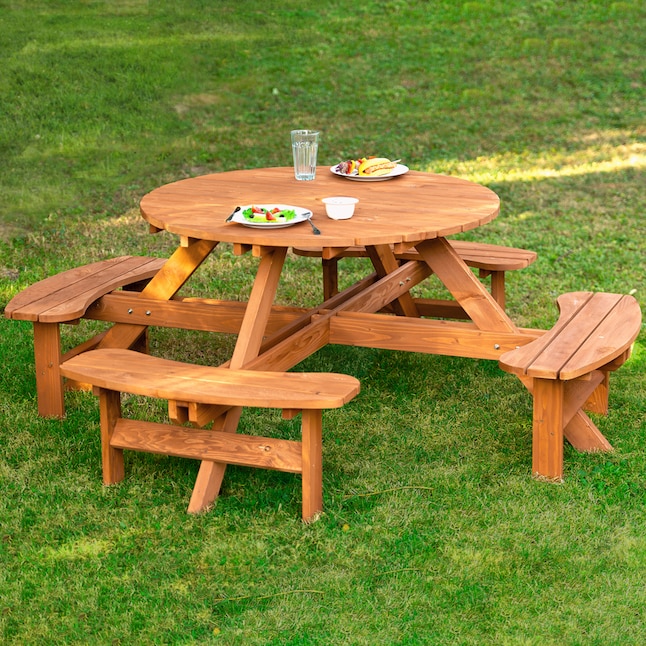 Round Picnic Table In The Tables, Round Outdoor Table With Bench Seats