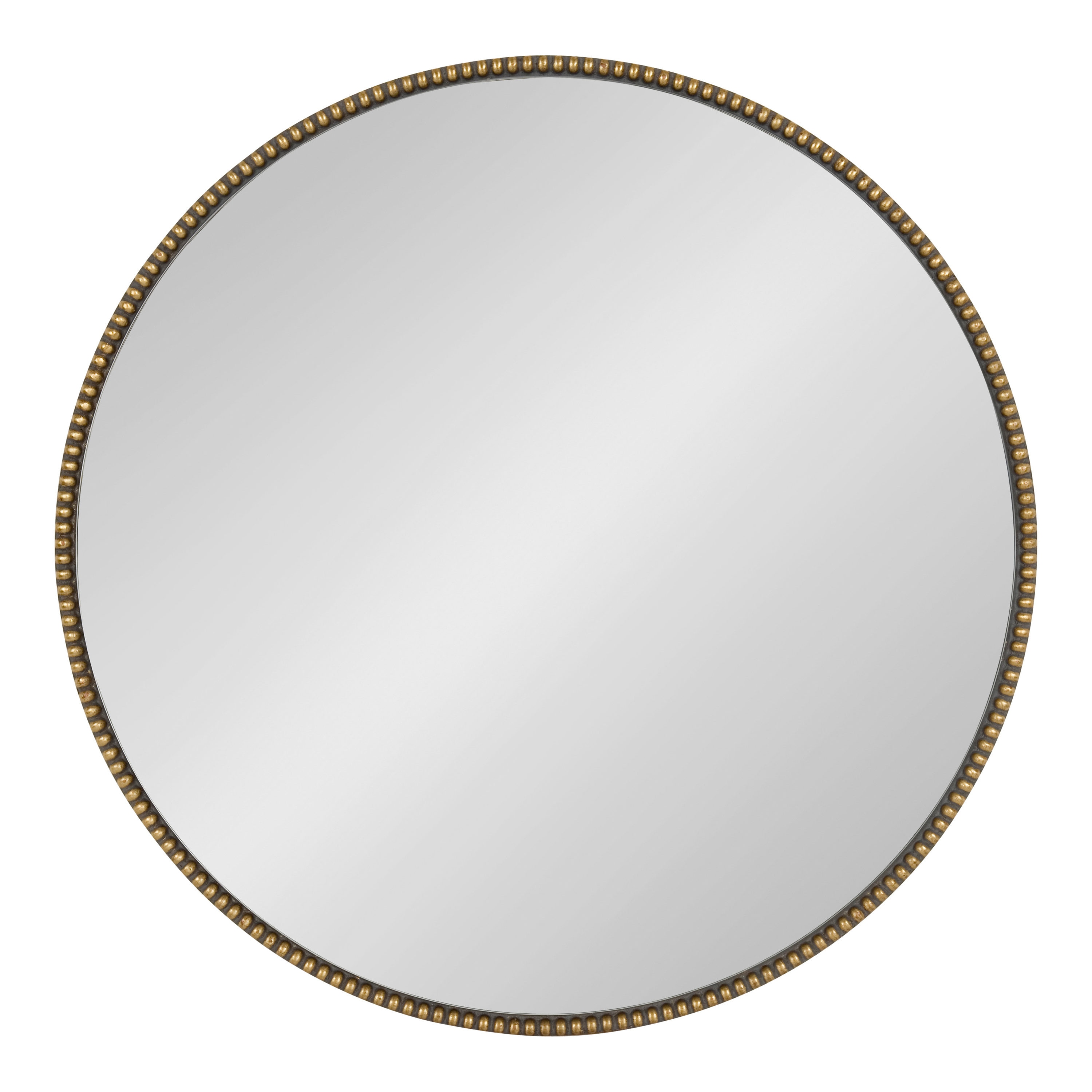 Gwendolyn Round Gold Beaded Wall Mirror, 23.6-Inch
