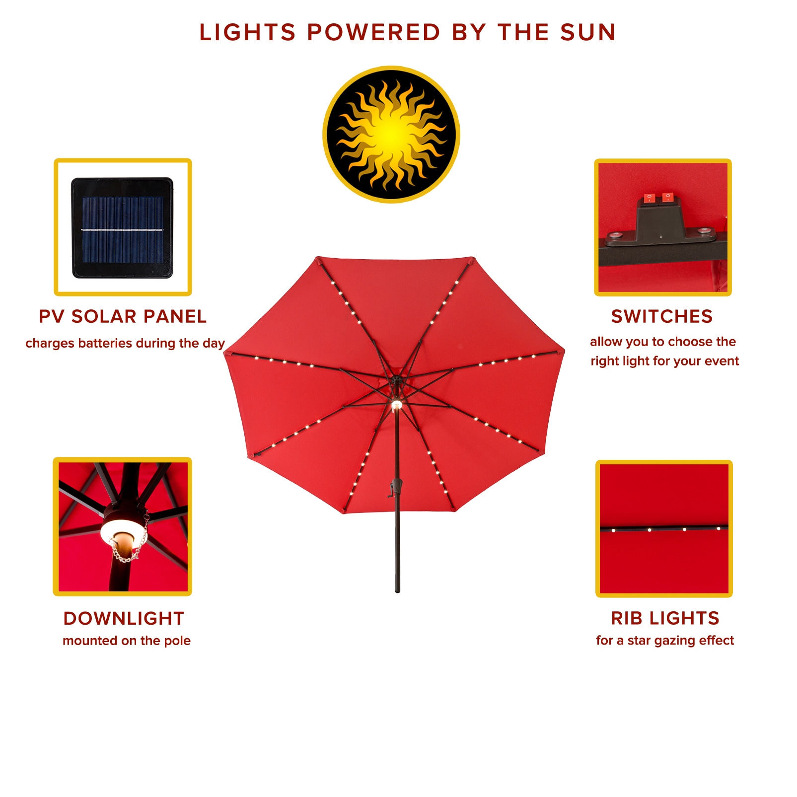 FLAME&SHADE CFSLED11RED2 Umbrellas-2 - View #4