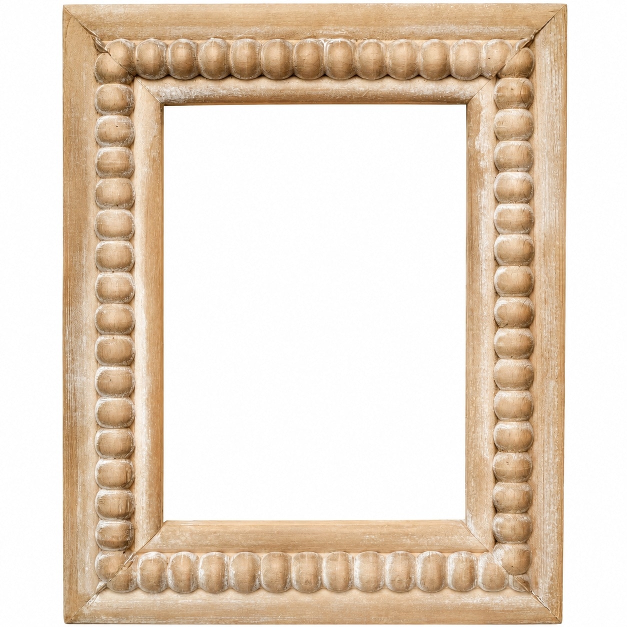 Aoibox  Large Rectangular Natural Wood Picture Frame with Decorative Beads for 5x7 Single Photos Farmhouse Style