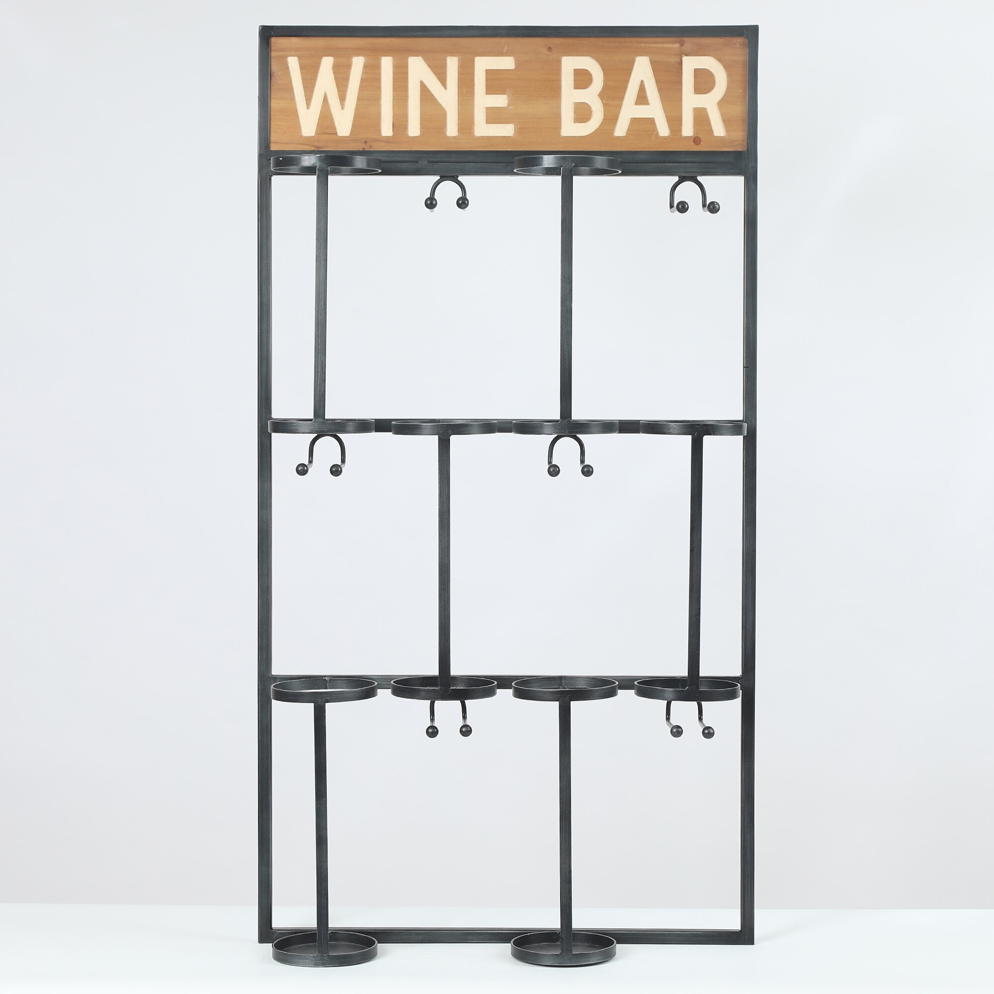 Luxen Home WHIF510 6-Bottle Brown, Black Wood Wall-Mounted Wine Rack