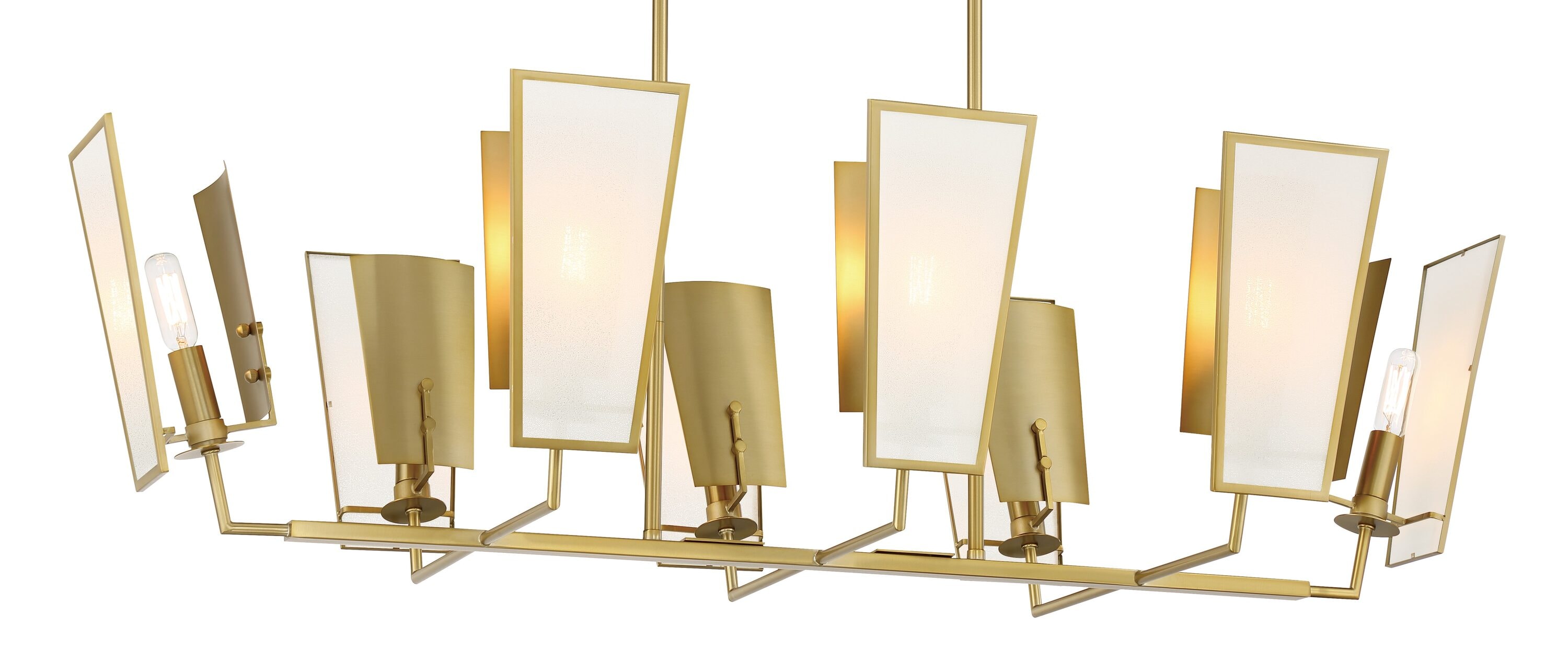 Soft Brass 8-Light Glass Island Pendant