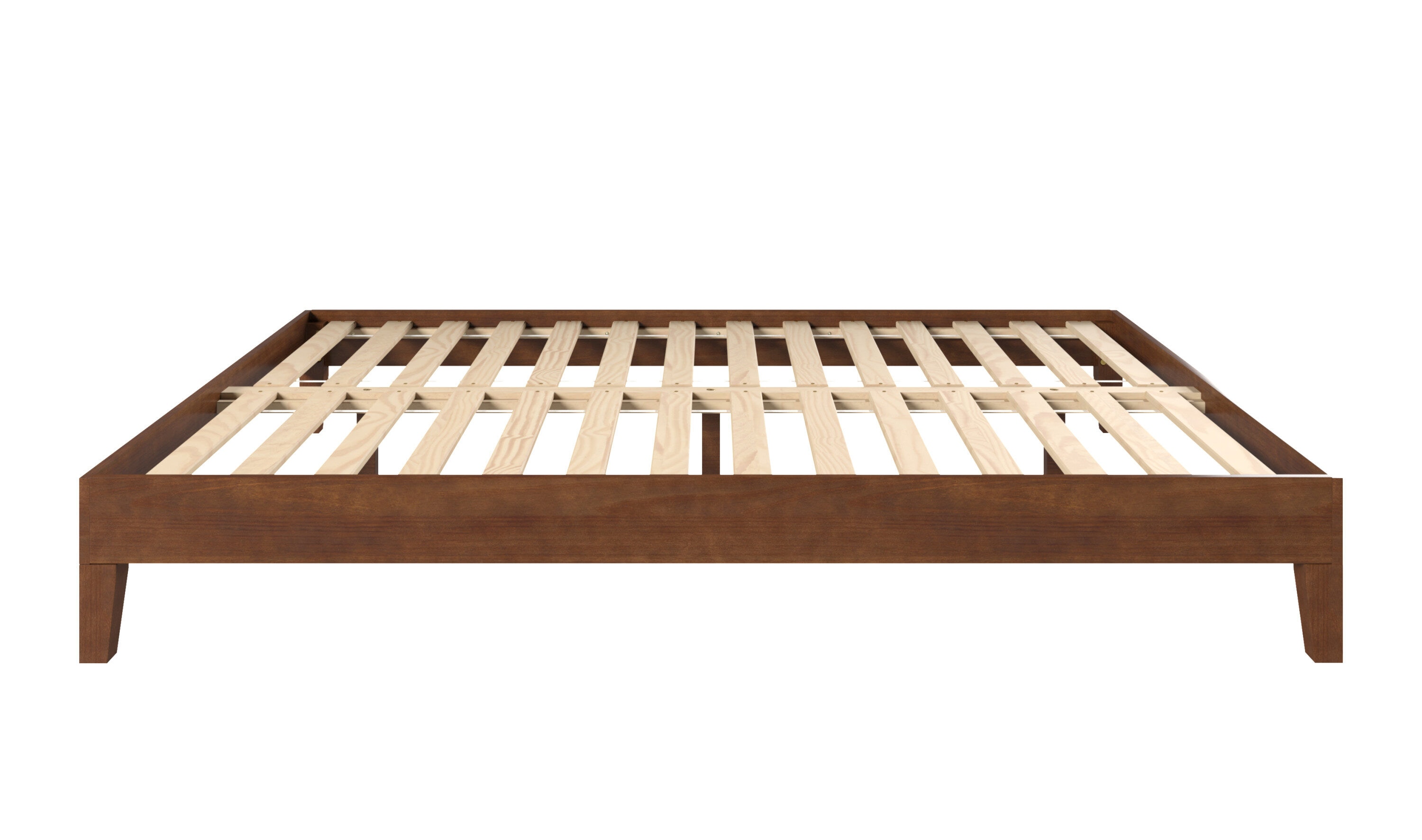 Natural Pine Queen Platform Bed with Slats and Drawer