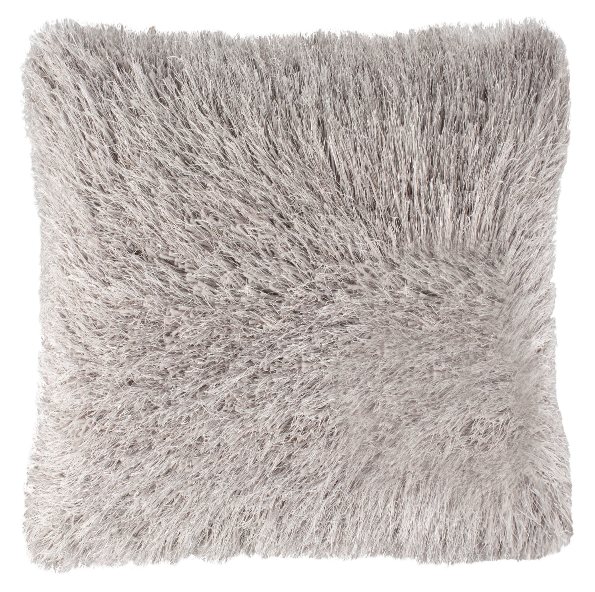Safavieh PLS732A-2020-SET2 Shag 2-Piece 20-in x 20-in Metallic Silver Indoor Decorative Pillow