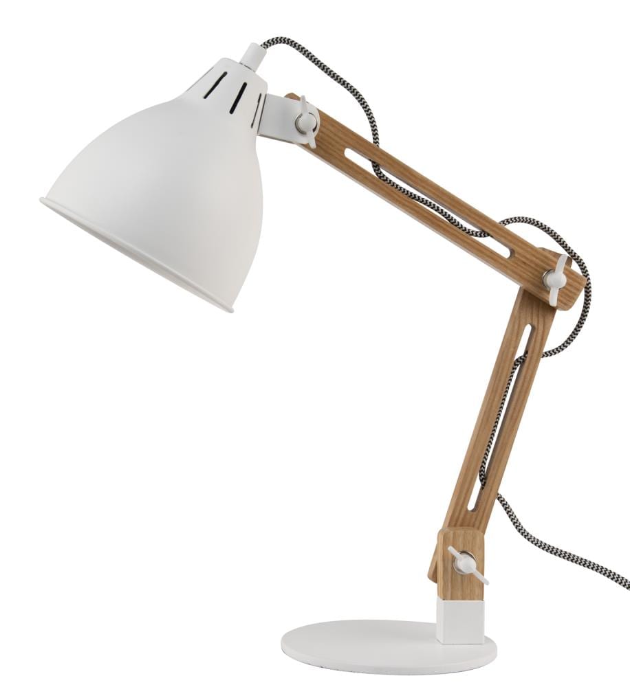 Medaille Caroline mooi allen + roth 21-in Adjustable Natural Wood/White Desk Lamp with Metal Shade  in the Desk Lamps department at Lowes.com