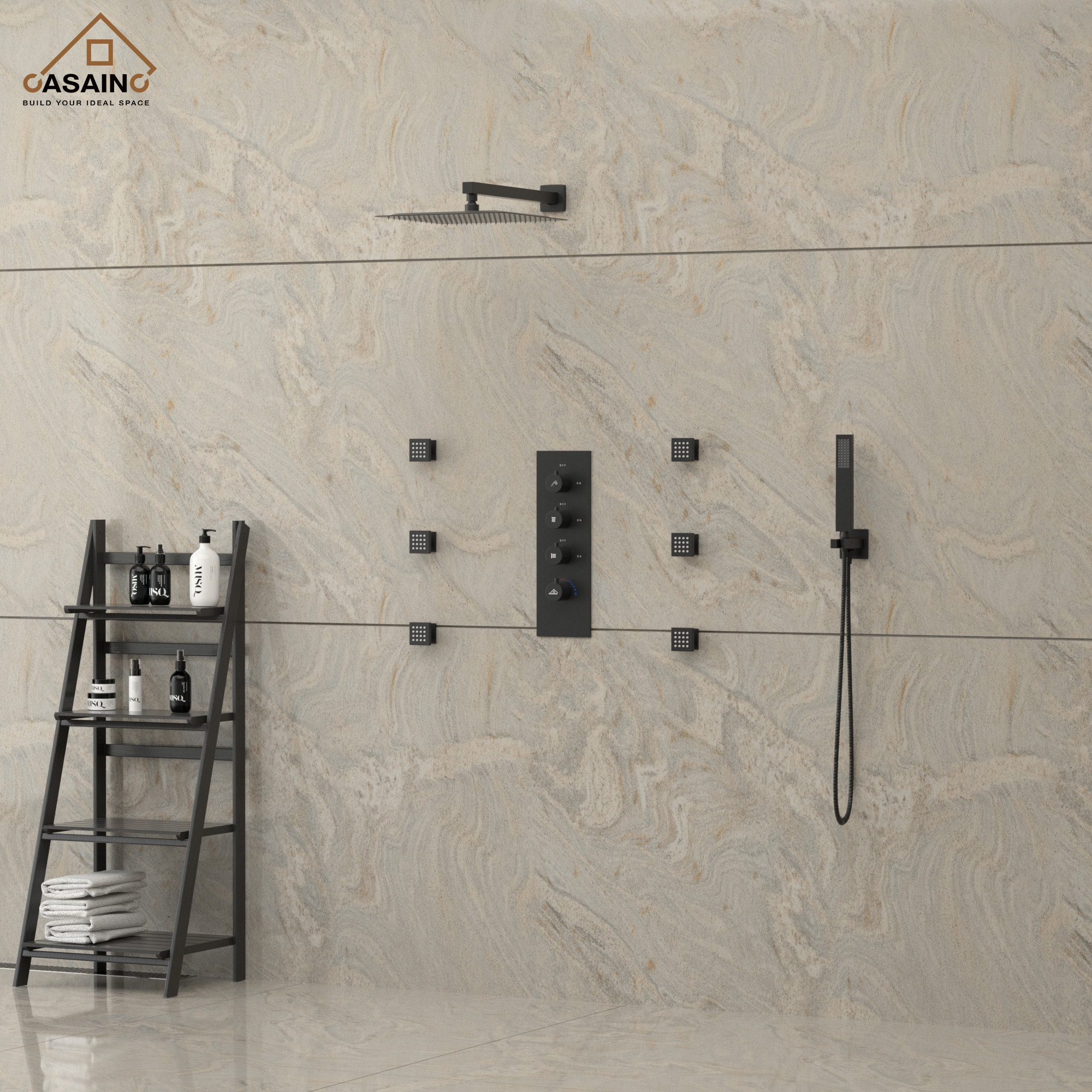CASAINC CS6077-MB Showerhead-Bar-Panels - View #8