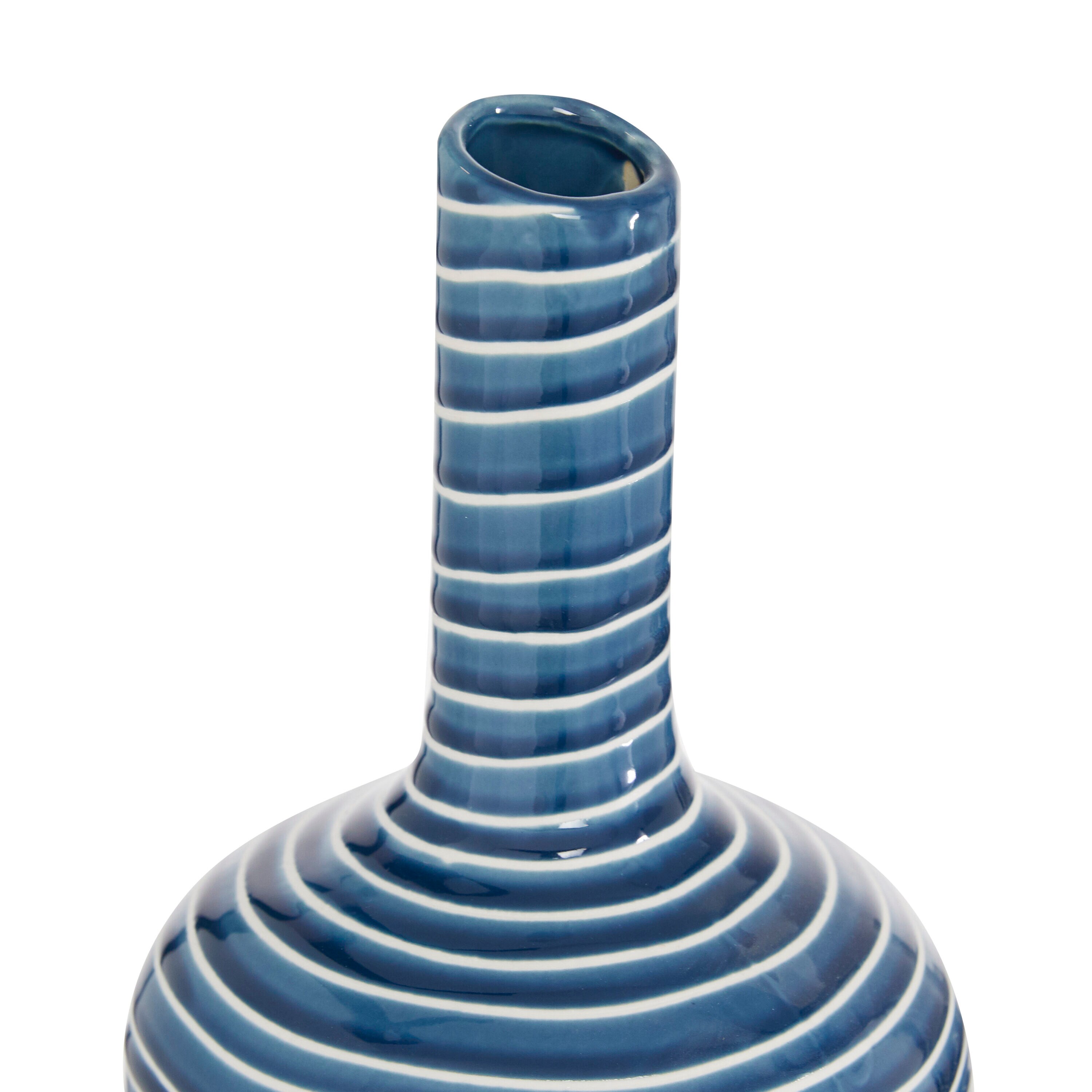 Blue and White Ceramic Bottle-Shaped Table Vase Set of Three