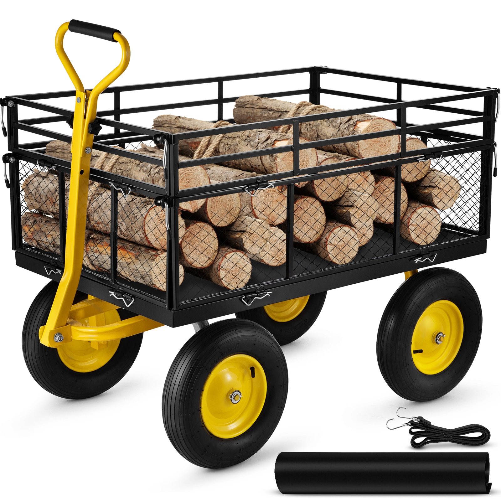 Gorilla Carts 5 Cu Ft Poly Yard Cart - Black, Maintenance-Free