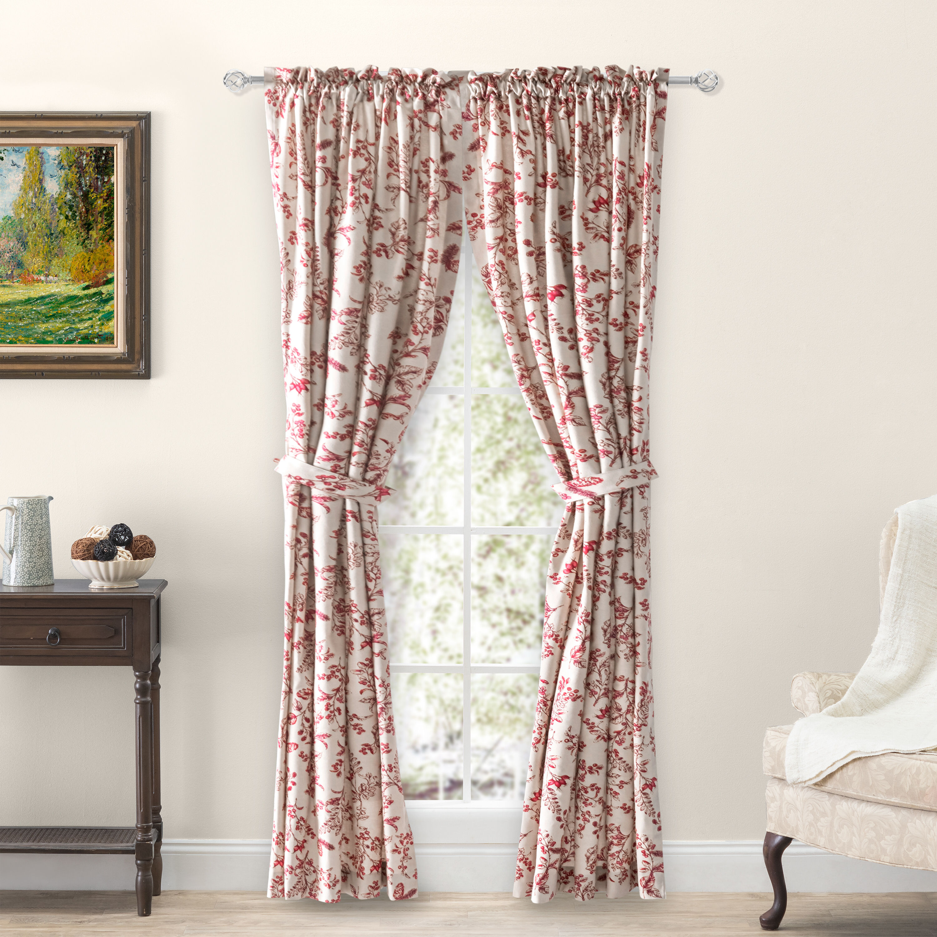 Curtains, Pole & Accessories  Vintage Floral Eyelet Curtains - Teal