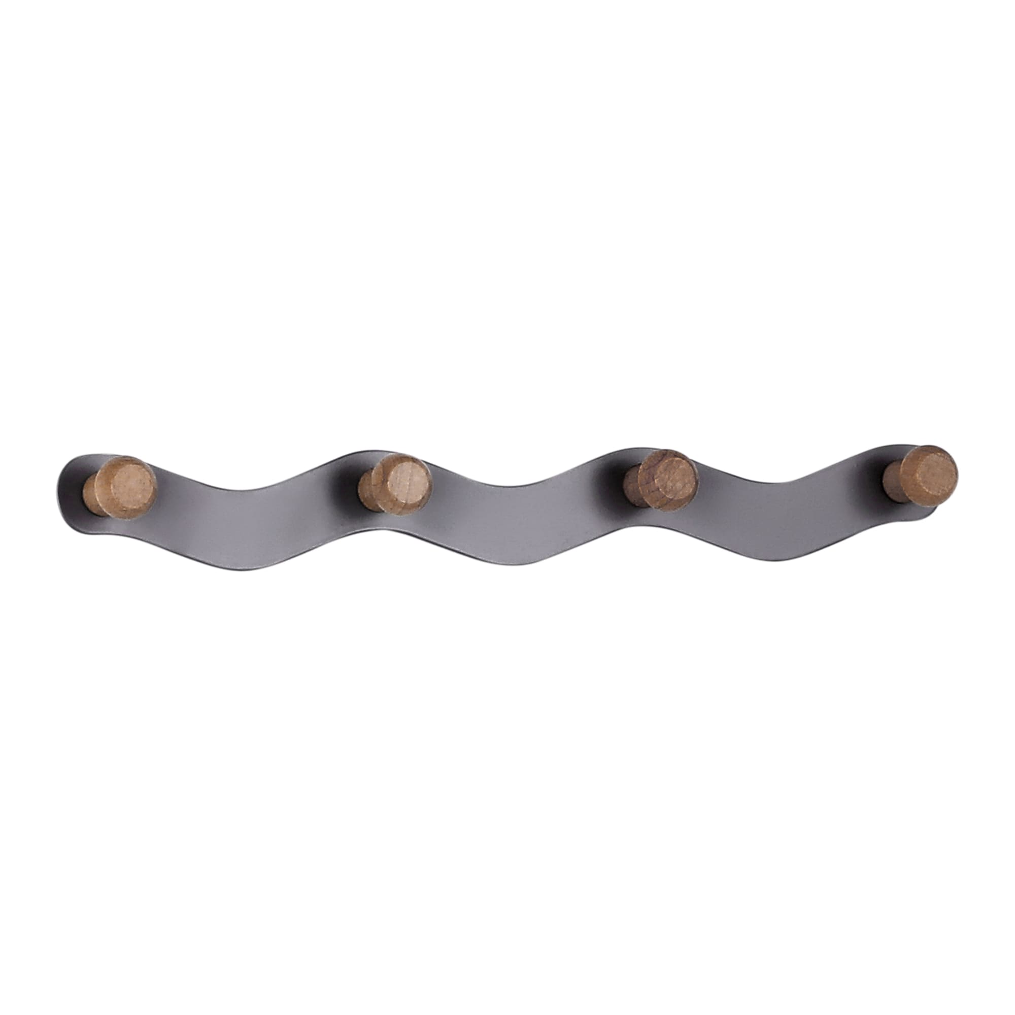 Unique Bargains 1pc Coat Rack Wall Mount Metal Wood Coat Hook Hat Rack Wall Hooks for Hanging with 4 Hooks for Entryway Bathroom Bedroom 14x2in Gray