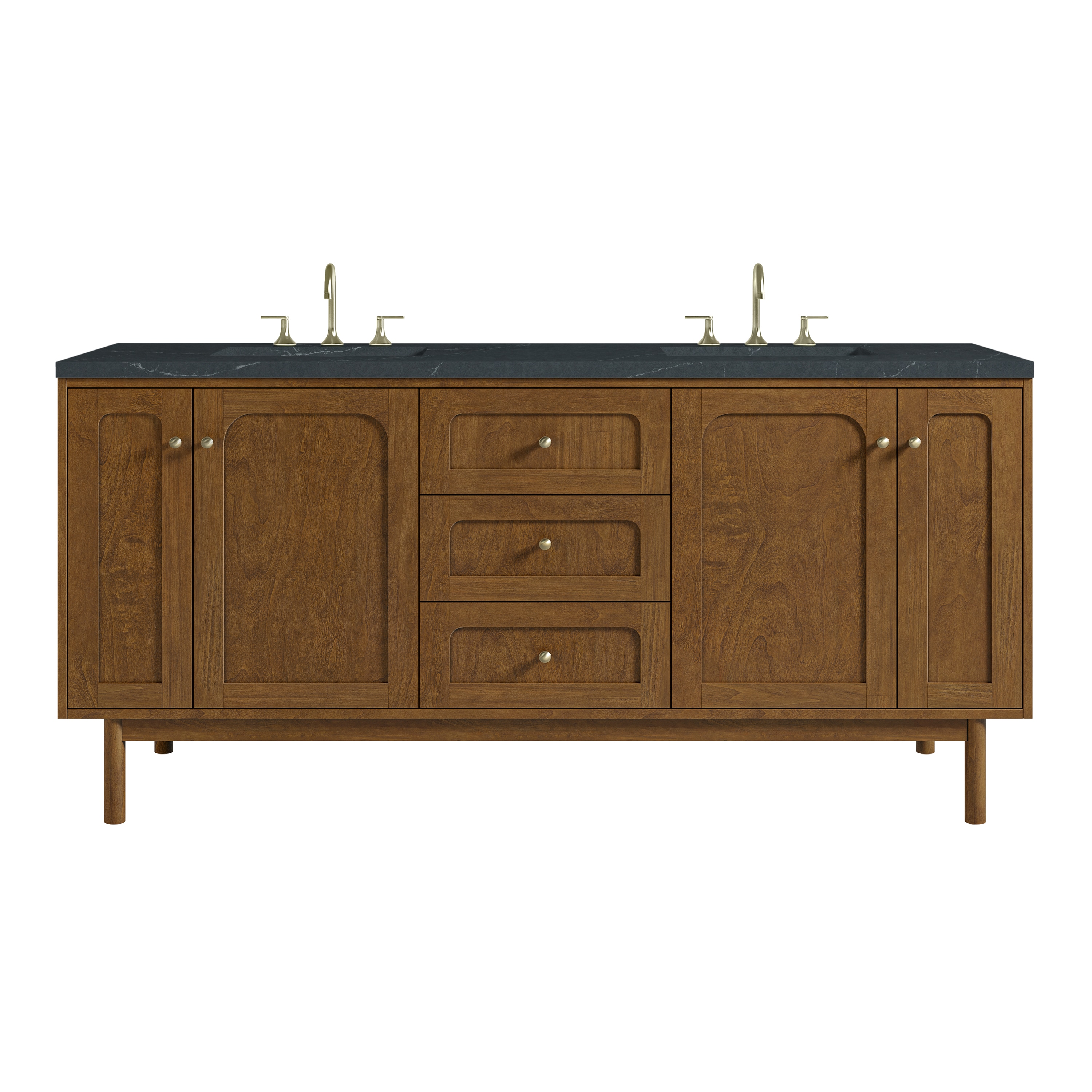 James Martin Vanities Laurent 72-in Honey Oak Undermount Double Sink Bathroom Vanity