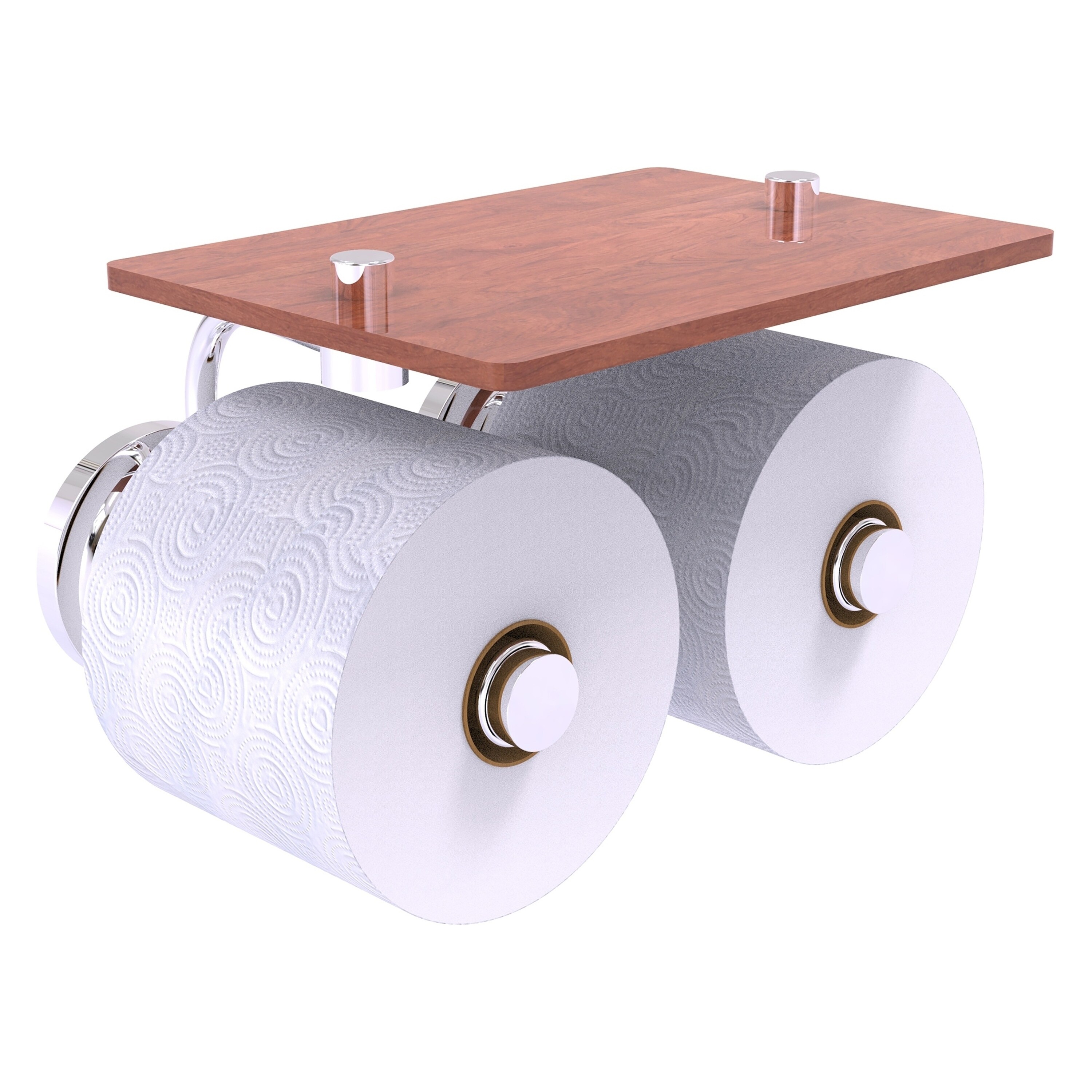 Allied Brass QN-24-2S-IRW-PC Que New Polished Chrome Wall mount Double post Toilet Paper Holder 2 -Rolls with Storage