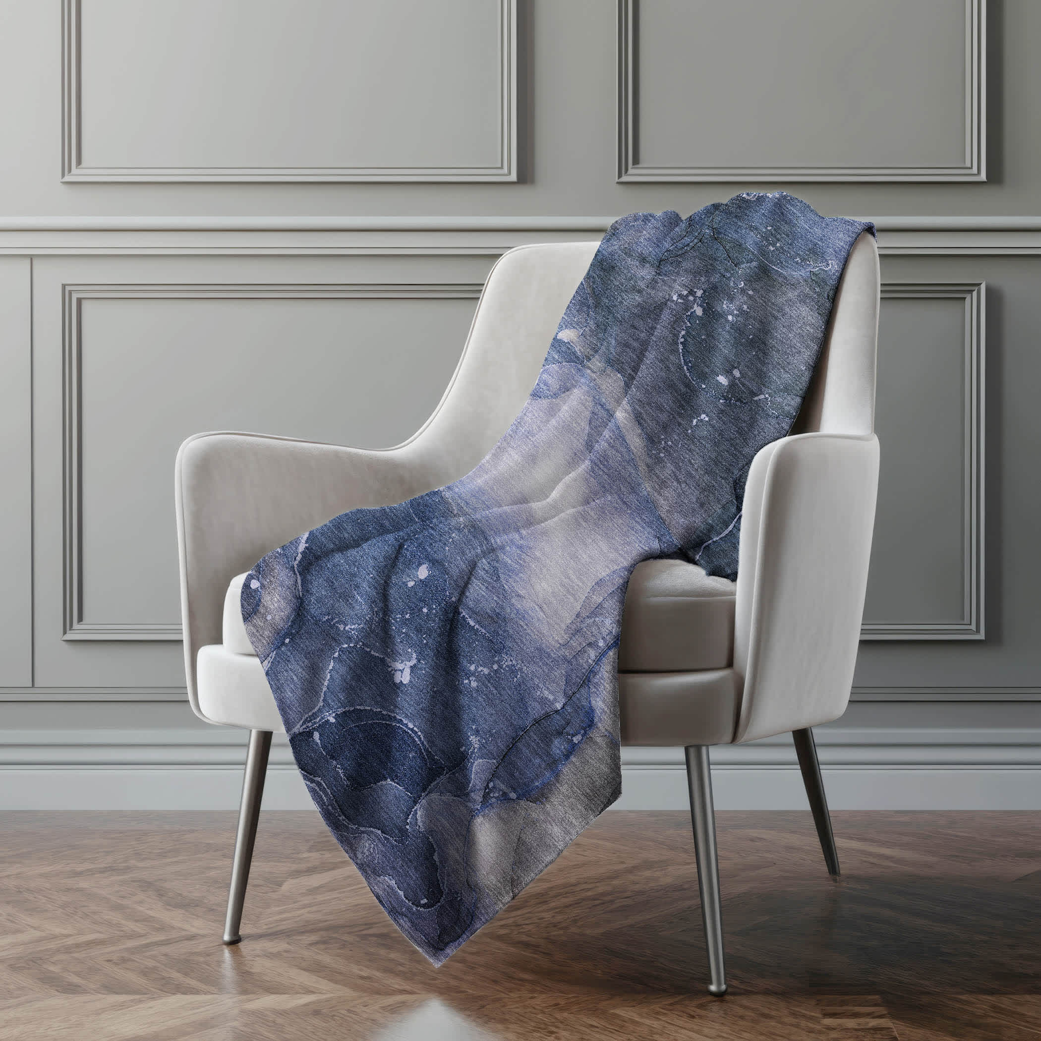 Addison Rugs Premium Machine Washable Addison ASB522 Blue 50 x 70 inches Sherpa Throw Blanket