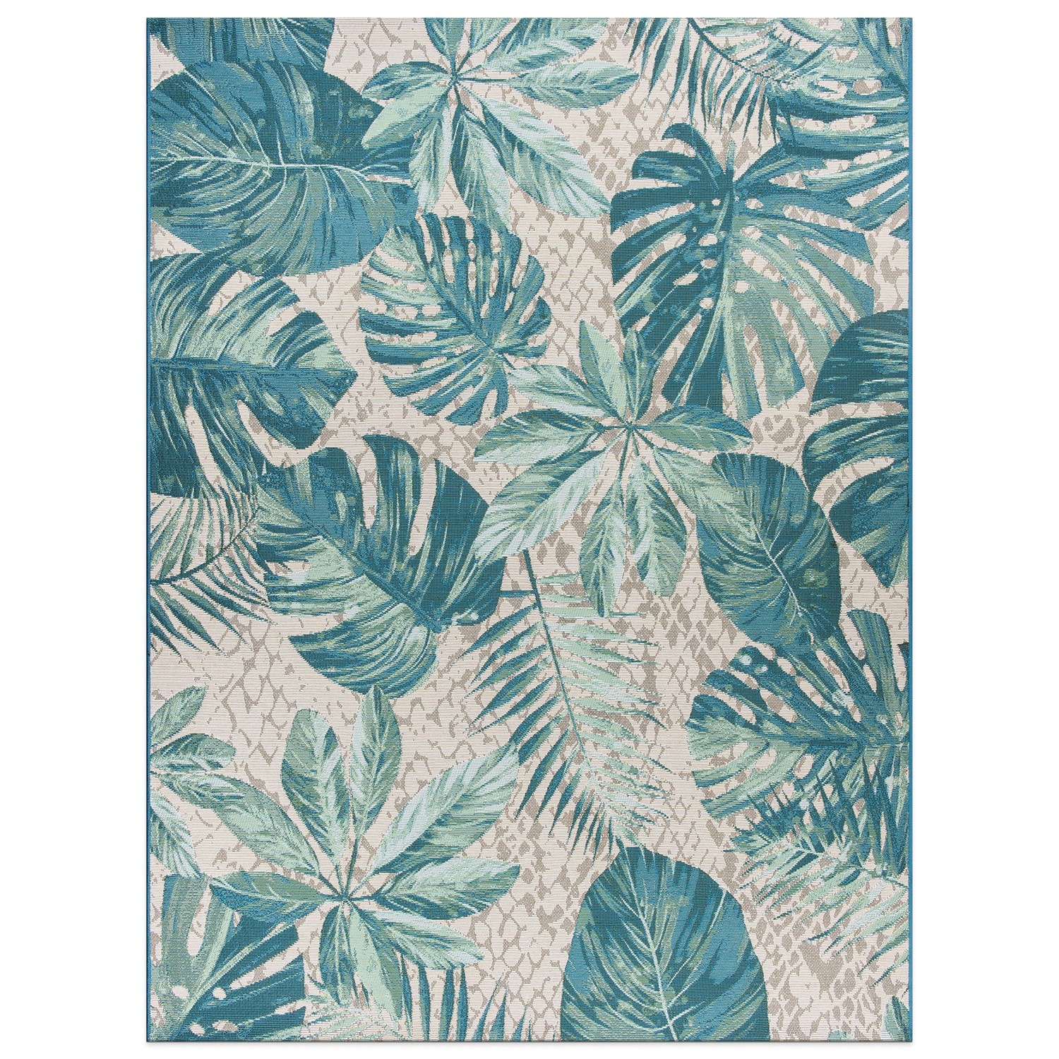 World Rug Gallery 433BLUE5X7 5 x 7 (ft) Loomed Polyester Blue Rectangular Indoor/Outdoor Floral/Botanical Global Area rug