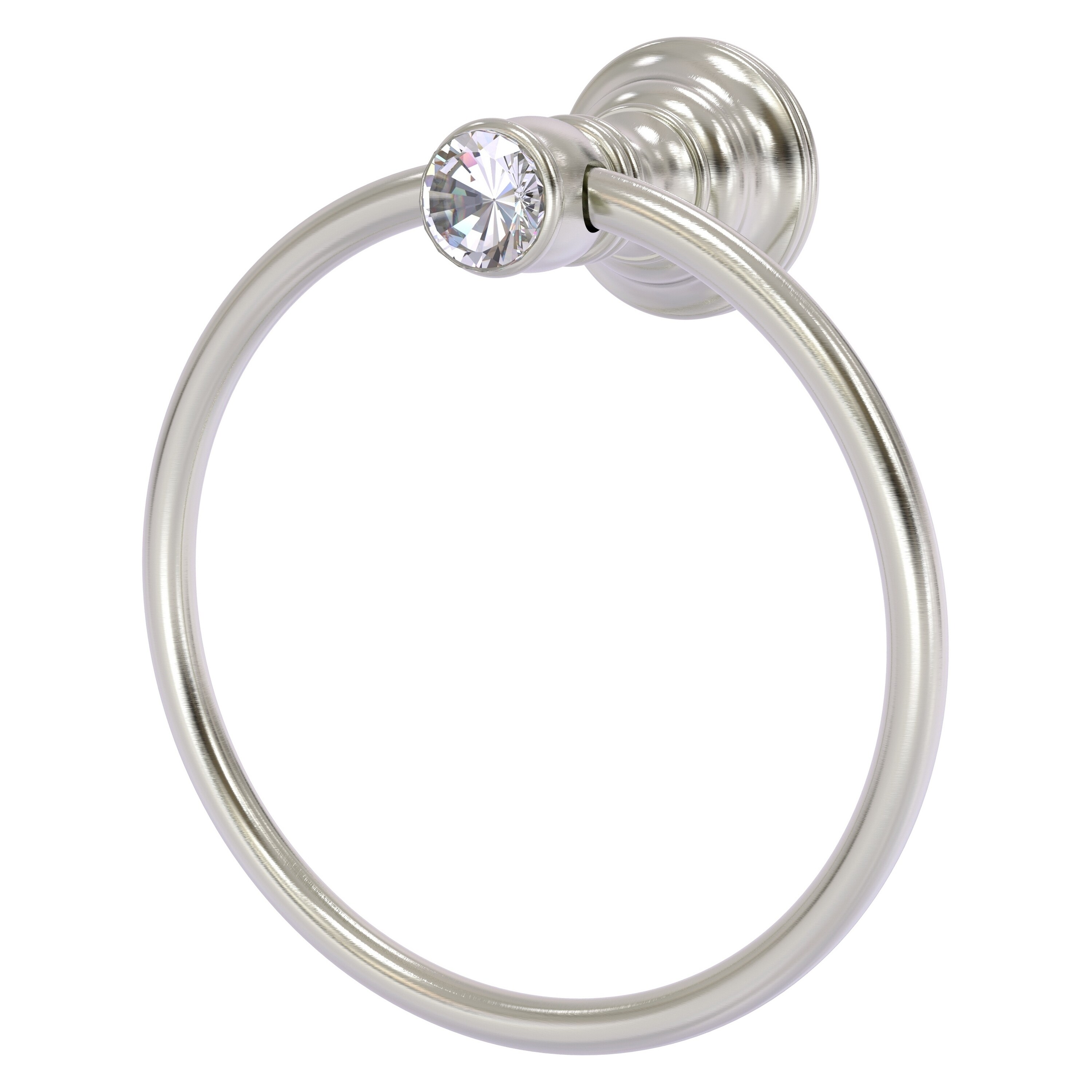 Allied Brass CC-16-SN Carolina Crystal Satin Nickel Wall mount Single Towel Ring