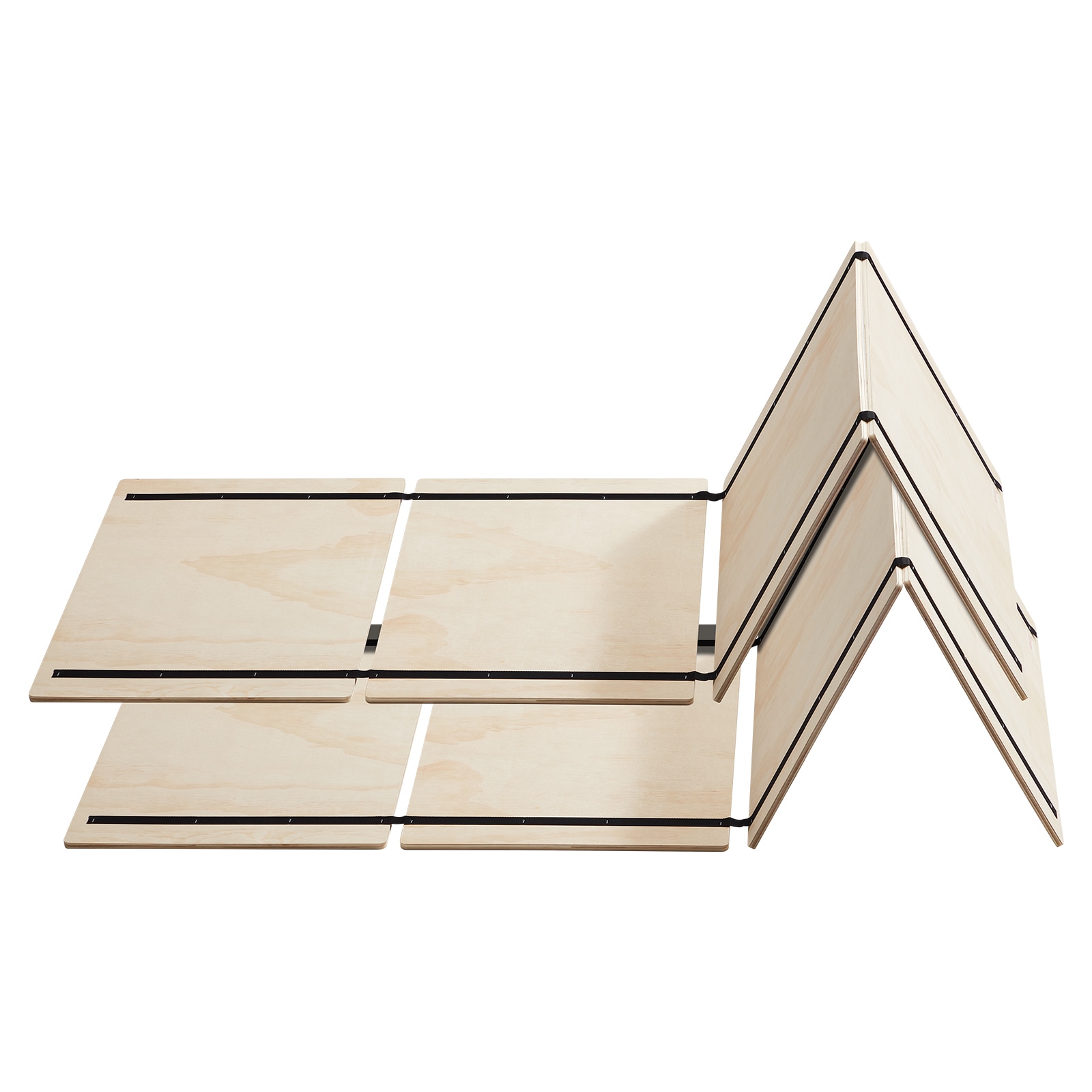 Mecale Foldable Plywood Bunkie Board Mattress Support with 8-Piece Slats and Webbing