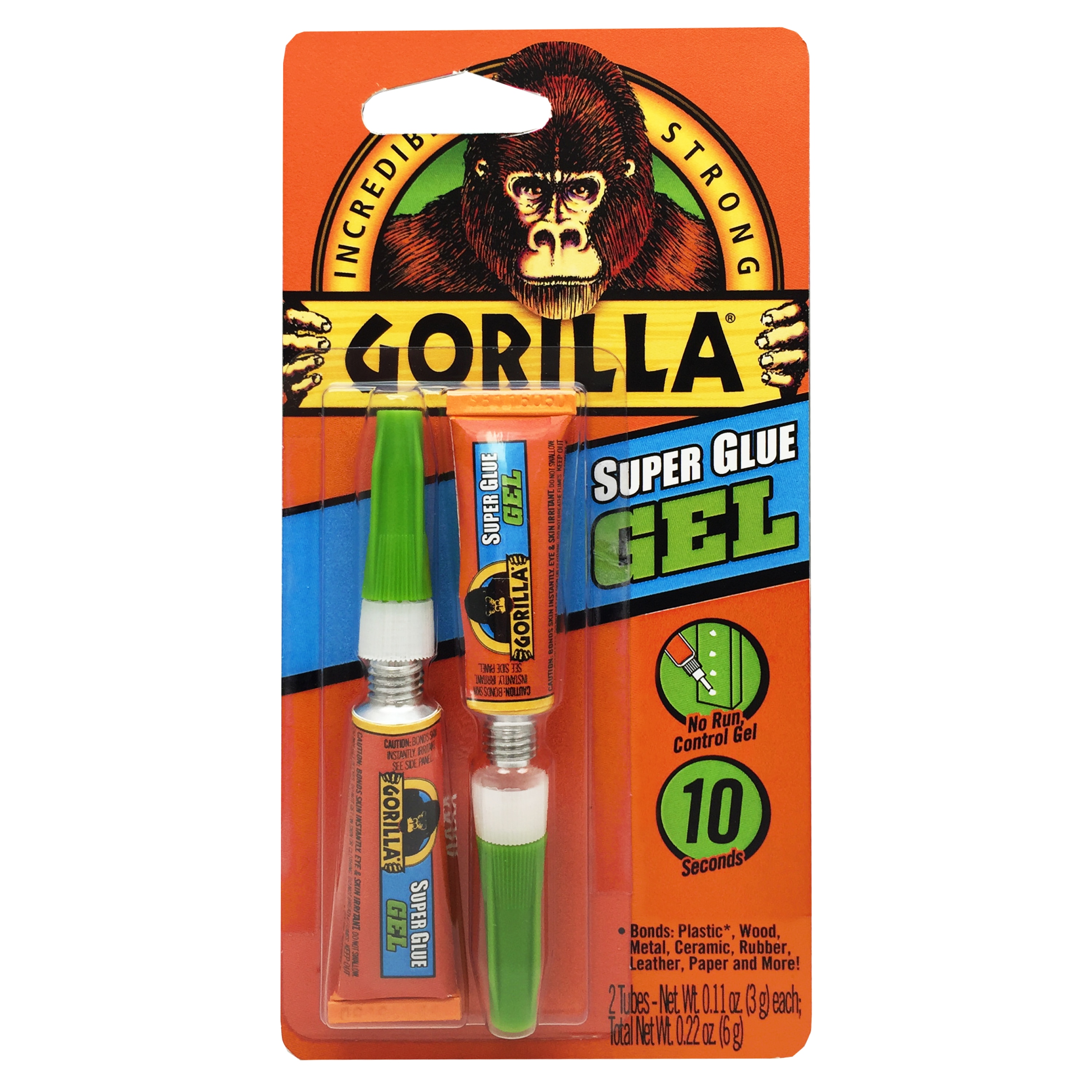 Gorilla Super Glue Gel, Four 3 Gram Tubes, Clear, (Pack of 1)