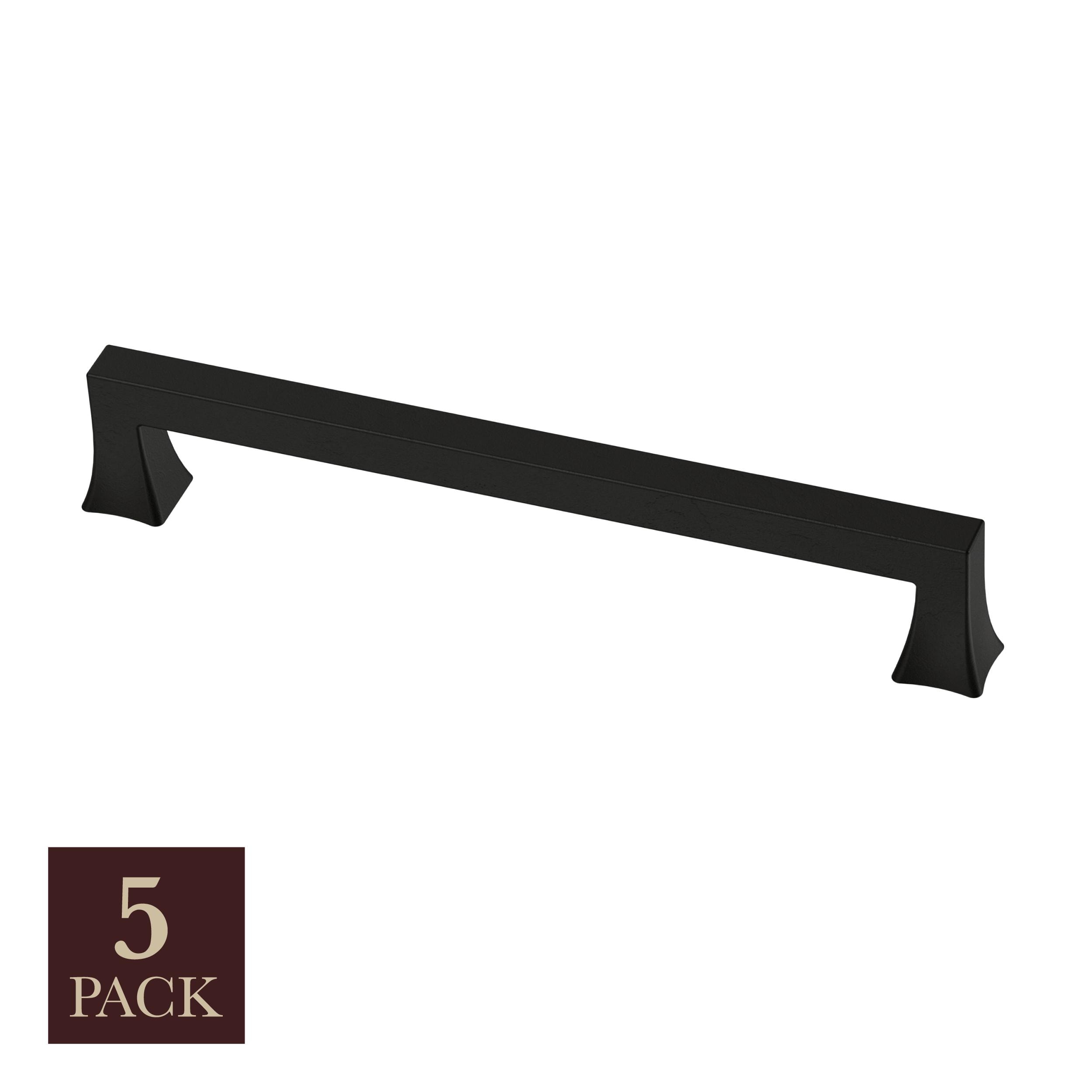 allen + roth P48478W-FB-B Margaret 6-5/16-in , 160mm Center to Center Matte Black Rectangular Handle For Use on Appliances Drawer Pulls 5 -Pack