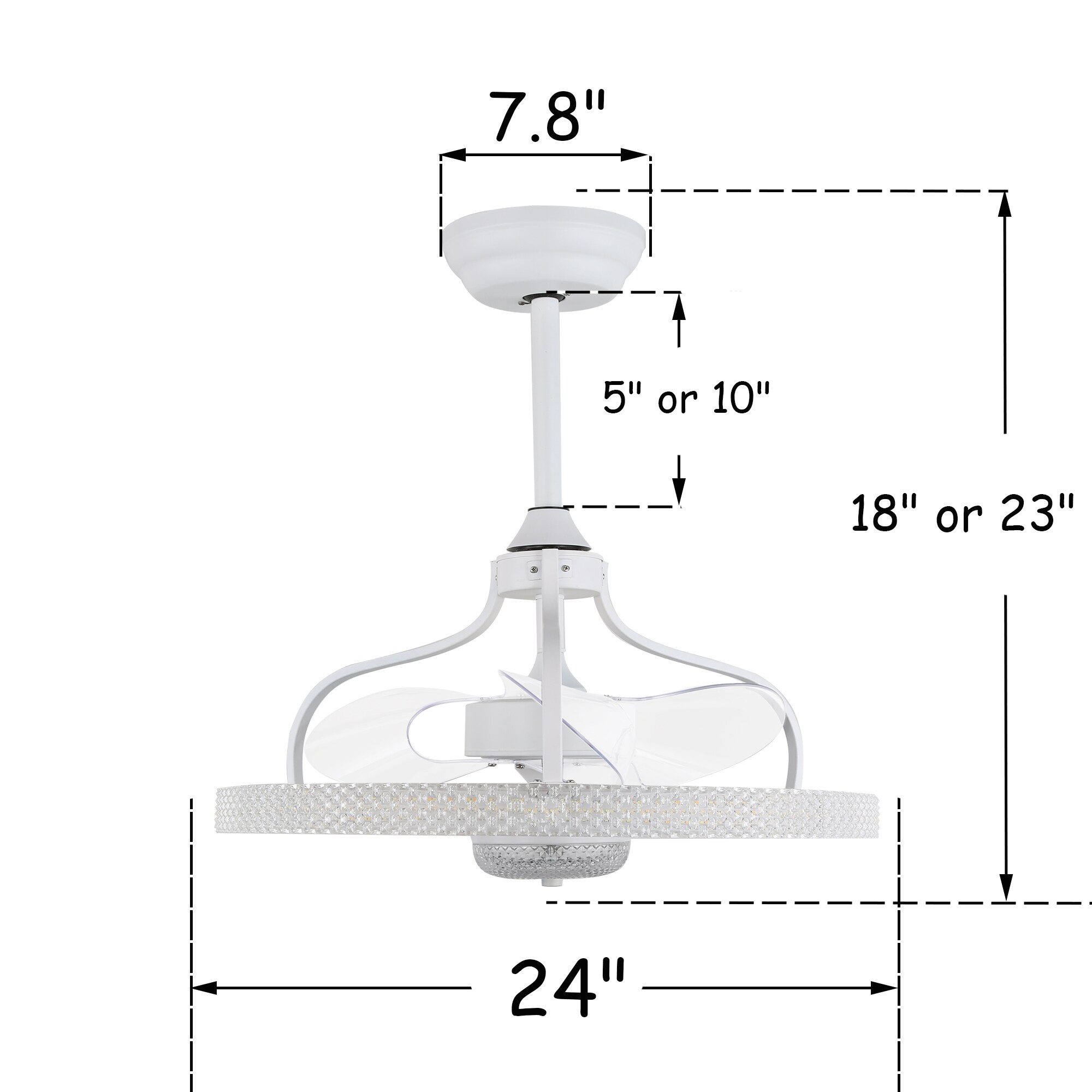 Bella Depot Retractable fan 24-in White with Transparent Blades Color ...