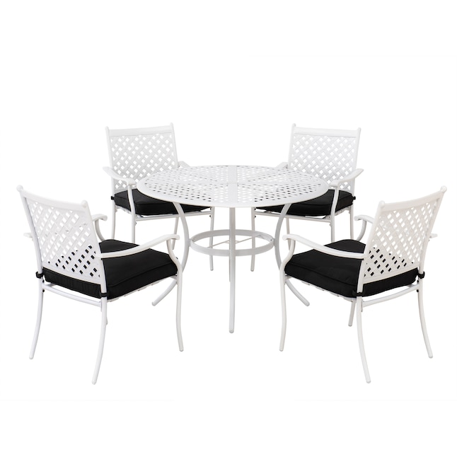Sunjoy 5 Piece White Patio Dining Set With Black Cushions In The Sets Department At Com - Sunjoy Patio Furniture Cushions