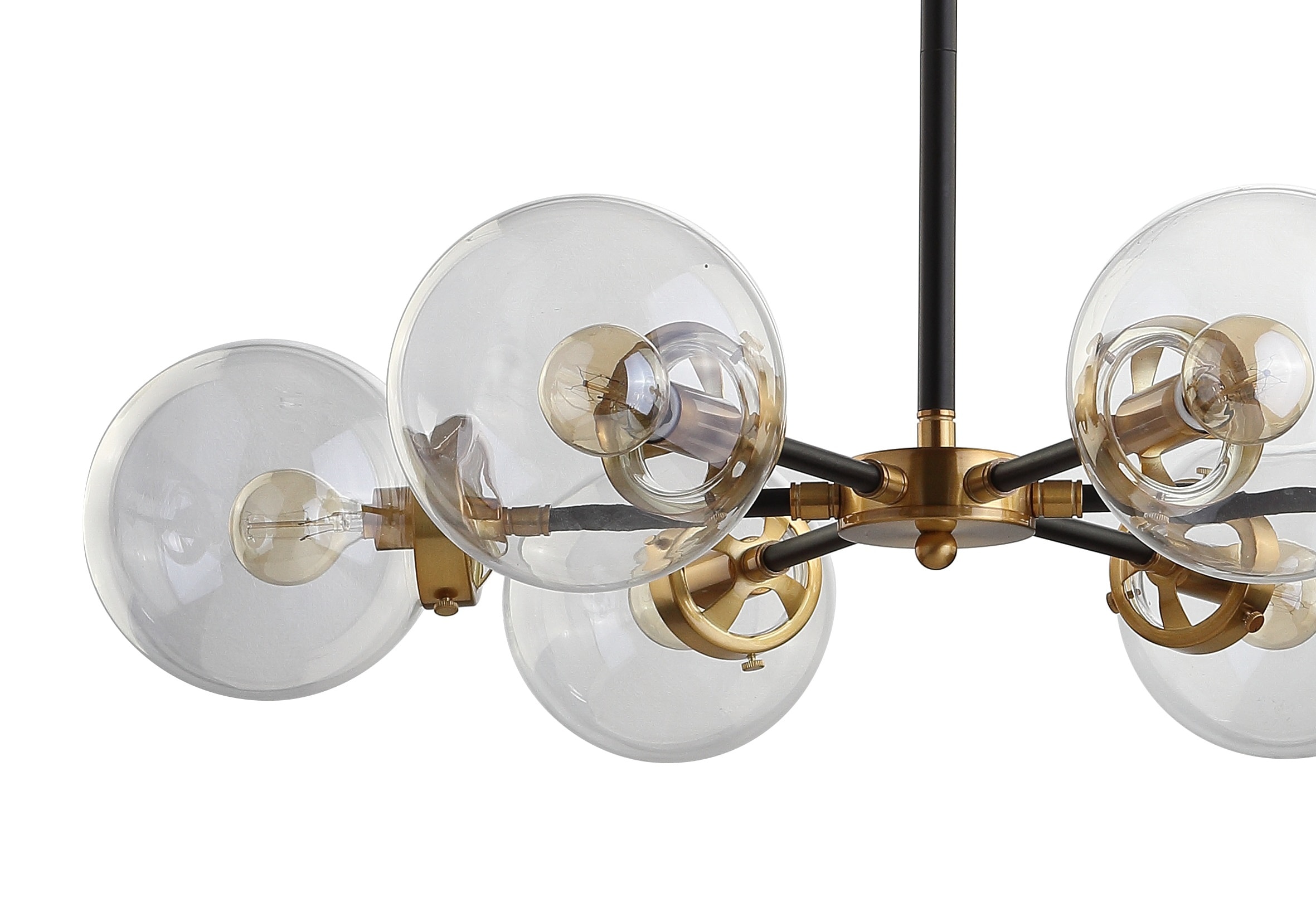 Caleb 28" Black and Brass Gold Sputnik LED Chandelier