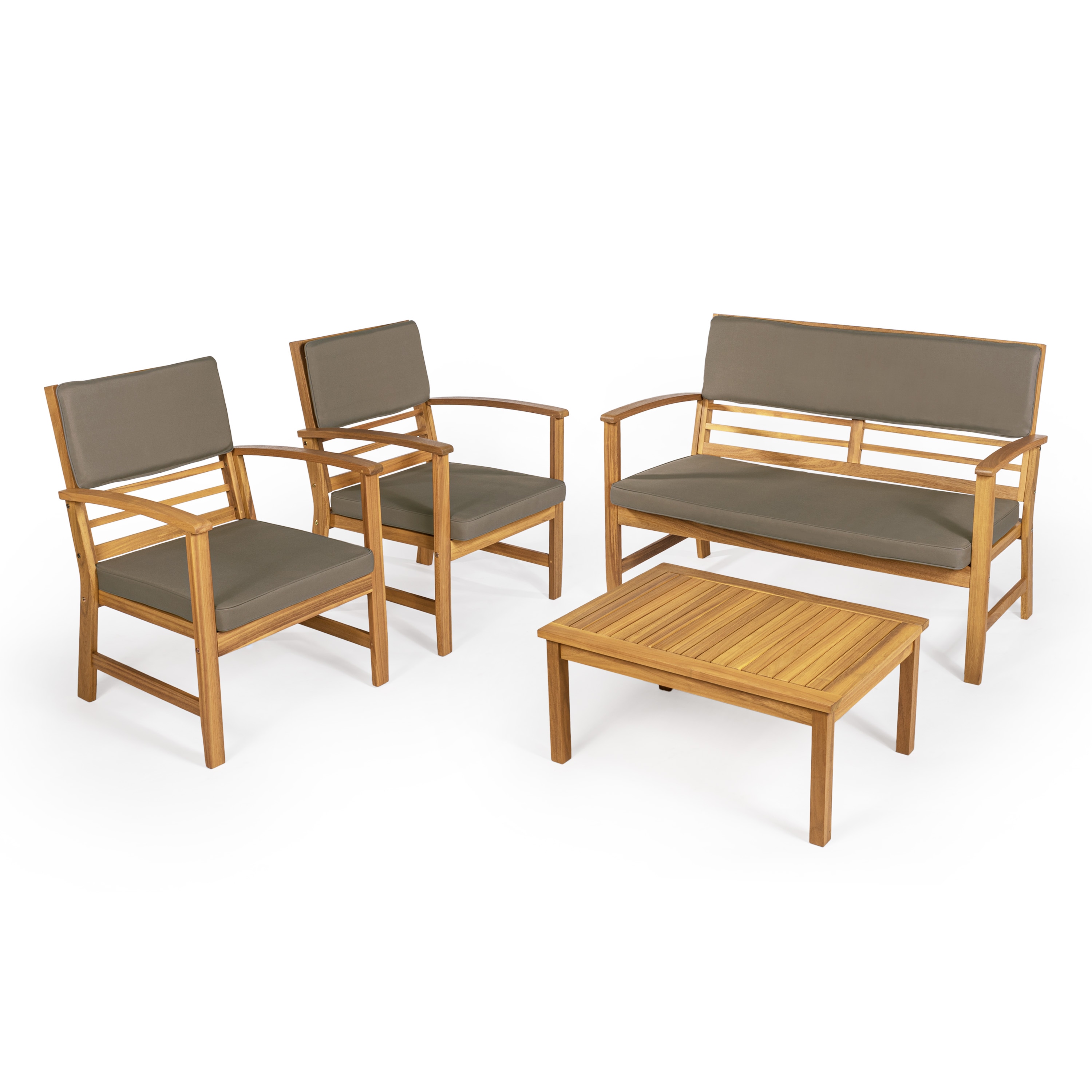 JONATHAN  Y LVG1000B-4SET Barclay Modern Coastal 4-Piece Patio Conversation Set with Gray Cushions