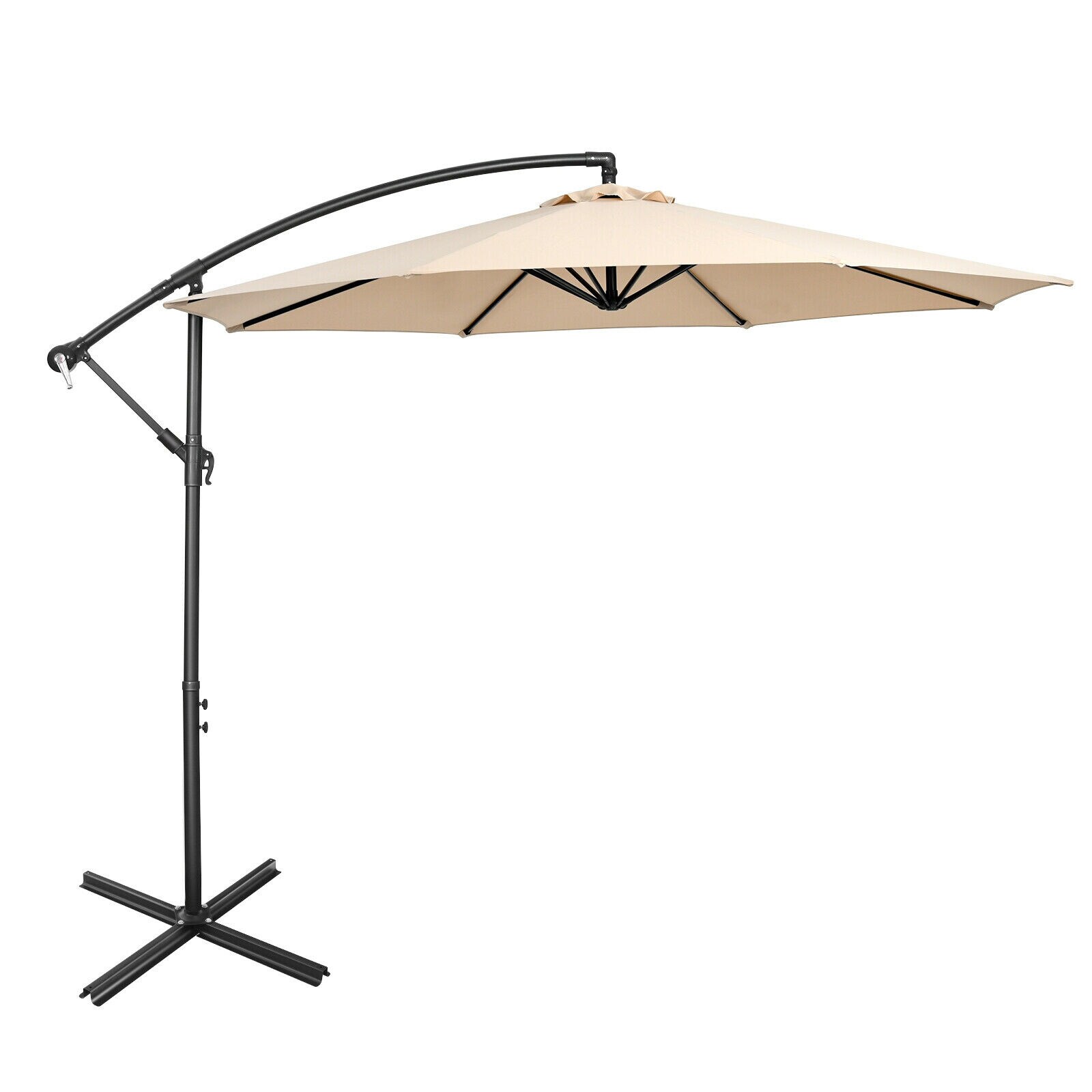 WELLFOR TDGN10171MS 10-ft Steel Beige Offset Patio Umbrella