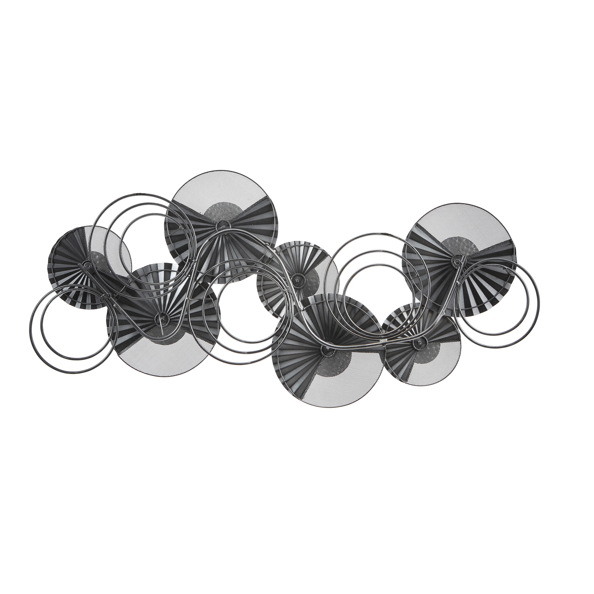 48.5" W Distressed Gray and Gold Metal Floral Wall Sculpture