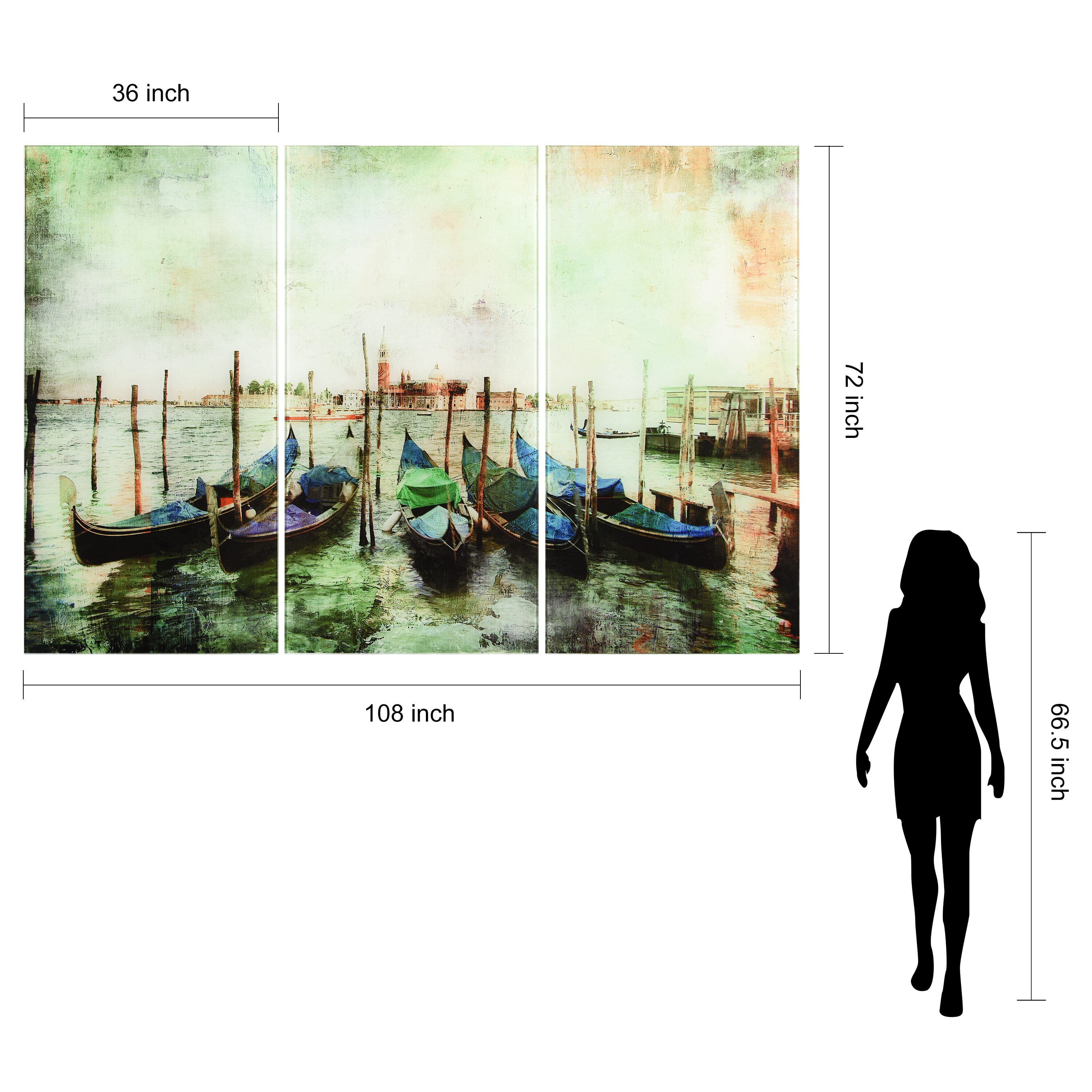 Venice Gondolas Colorful Acrylic Glass Triptych Art Print
