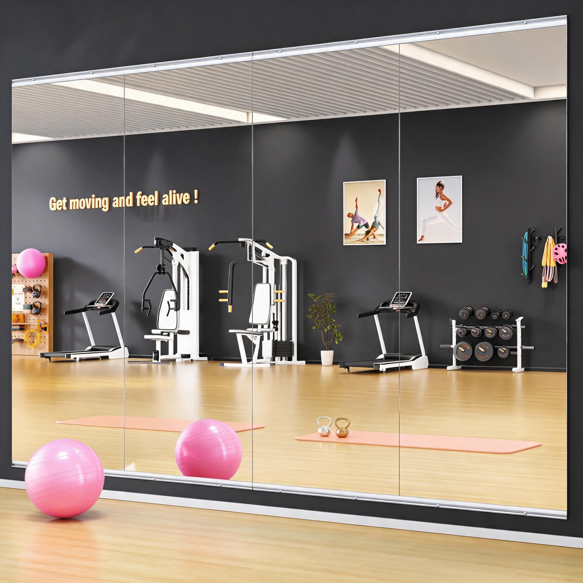 Wooakway 71in x 32in Frameless Full Length Home Gym Mirror (2-Pack)  0.16in Shatterproof Tempered Glass Wall Mirror for Garage Dance Studio Yoga