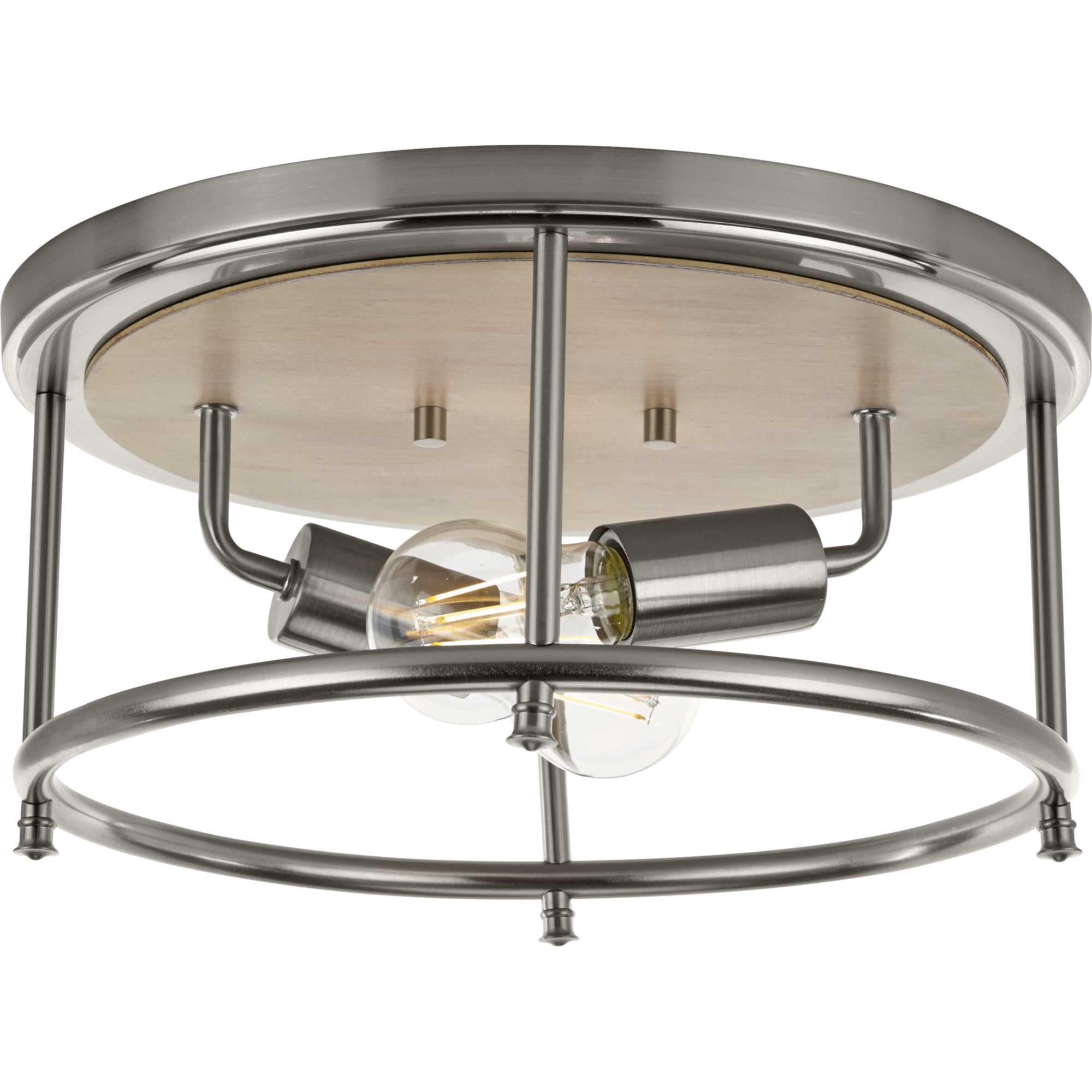 Progress Lighting P350151-009 Durrell 2 -Light 13-in Brushed Nickel Flush Mount Light